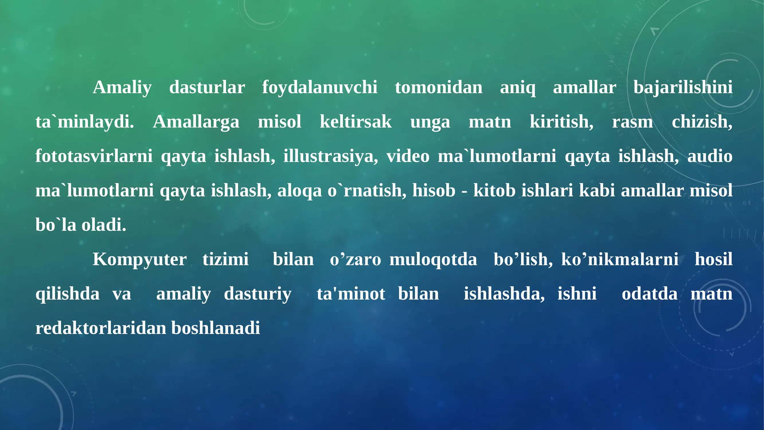 Amaliy dasturlar va ulardan turli kasbiy sohalarda foydalanish imkoniyatlari 3