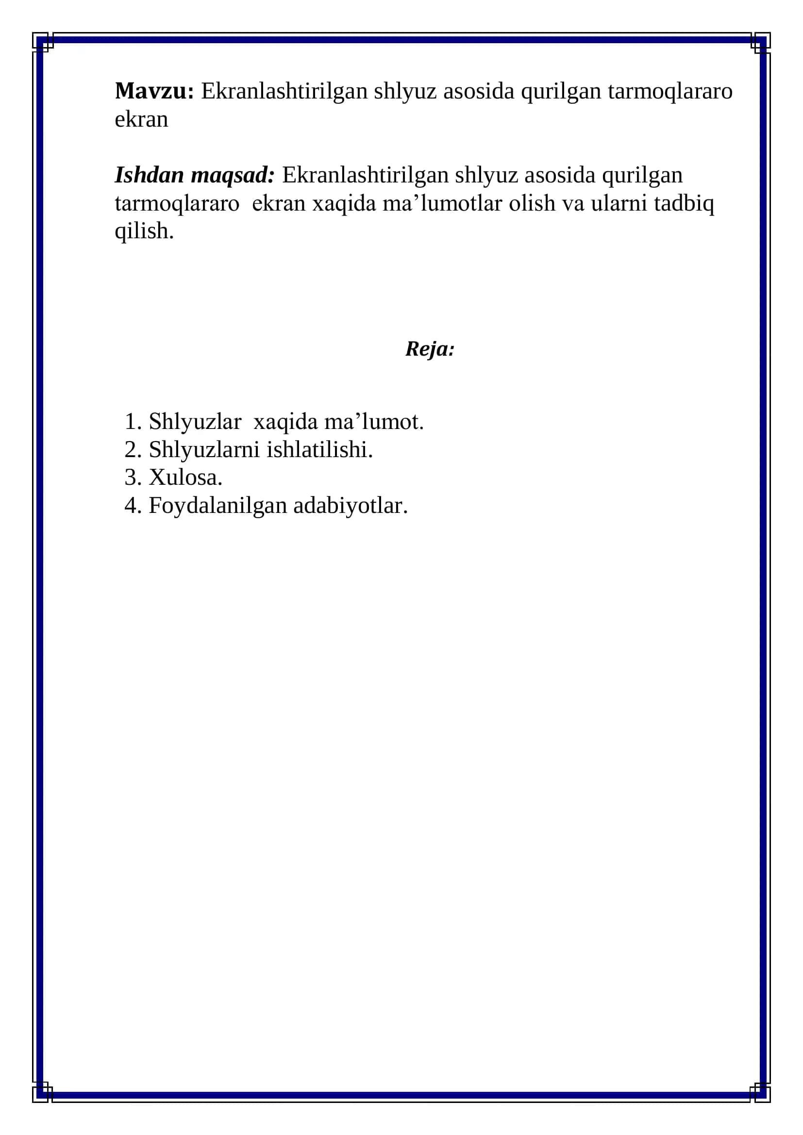 Ekranlashtirilgan shlyuz asosida qurilgan tarmoqlararo ekran 3
