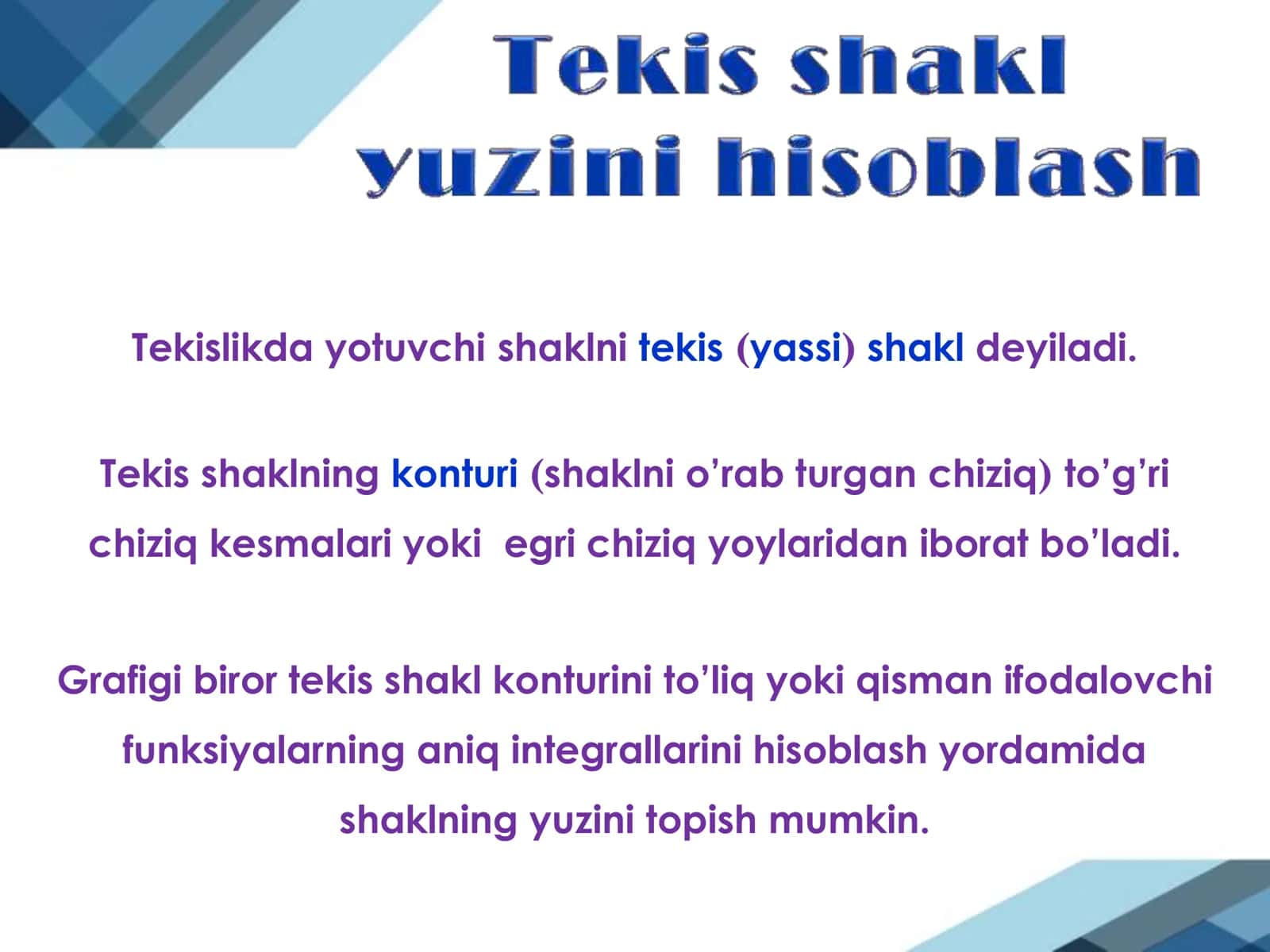 Tekis shakl yuzini hisoblash 3
