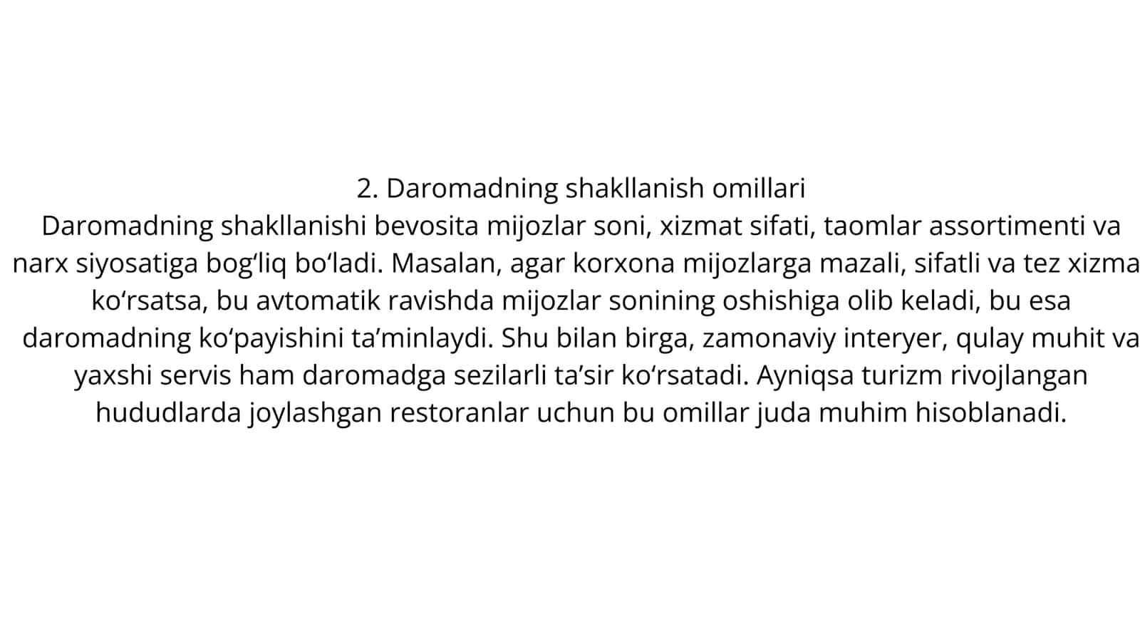 OVQATLANTIRISH KORXONALARIDA DAROMAD TUSHUNCHASI 3