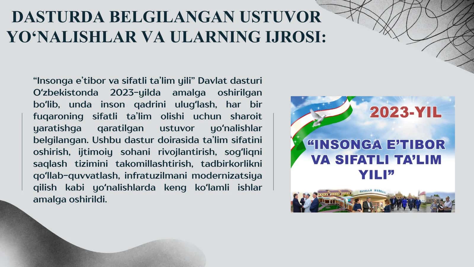 Insonga eʼtibor va sifatli taʼlim yili Davlat dasturi 3