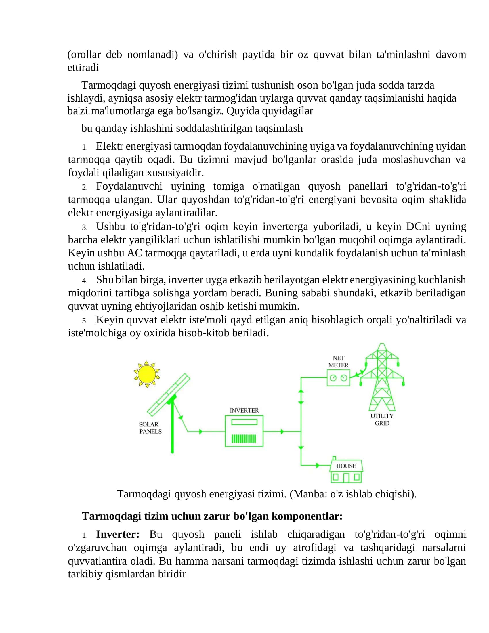 On-grid, off-grid va gibrid quyosh  energiyasi tizimlari 3