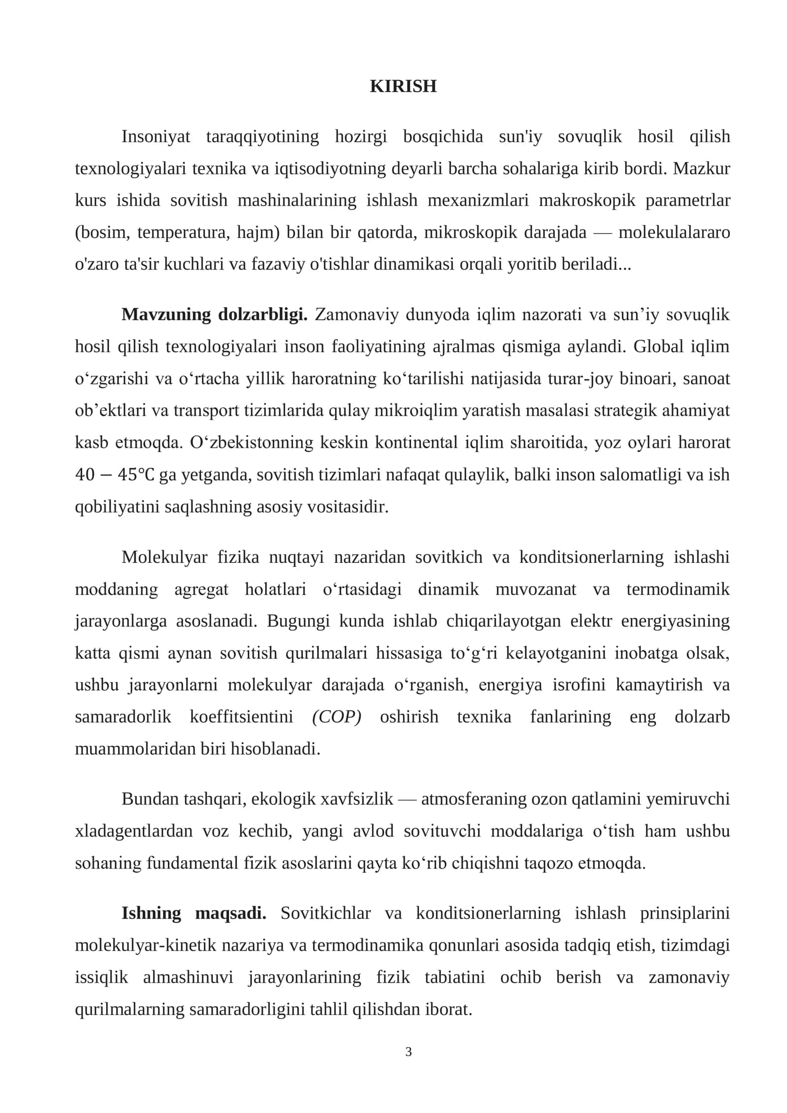 Sovutkichlar va konditsionerlarning ishlash pirinspi - molekulyar fizika asosida 3