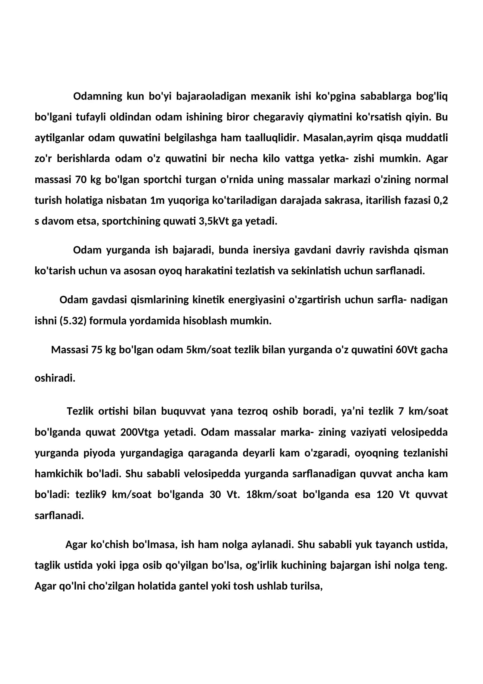 Odamning mexanik ishi. Ergometriya 3