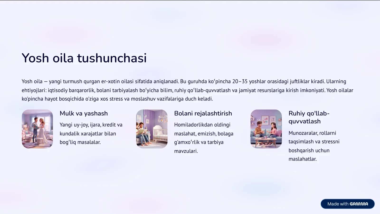 Yosh oilalarni ijtimoiy va psixologik muassasalari 3