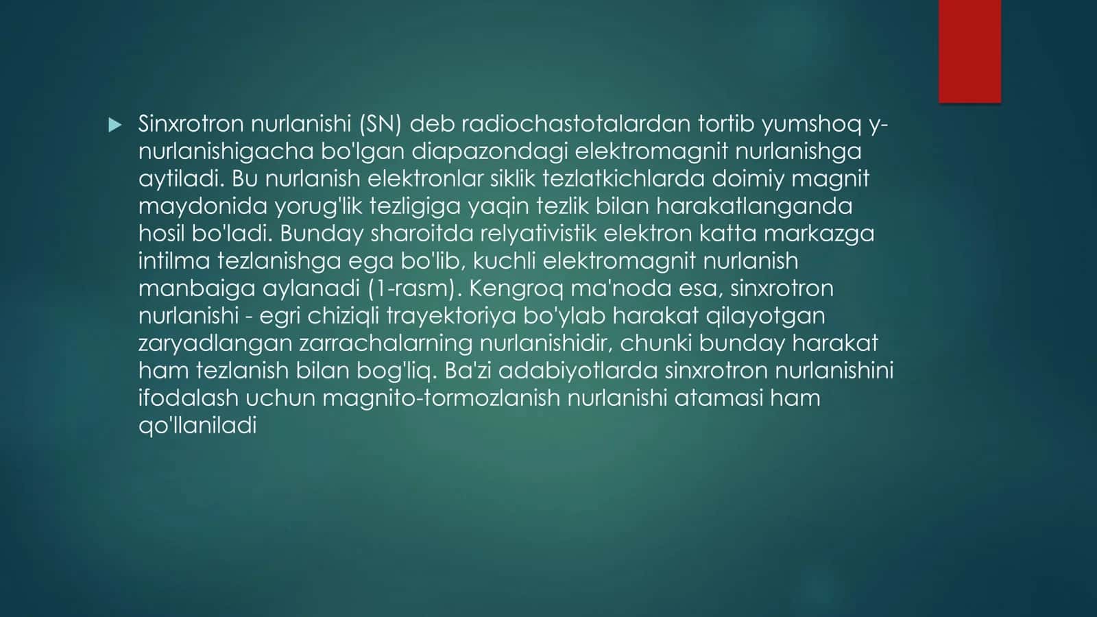 Sinxrotron nurlanishining modda bilan o’zaro ta’siri 3