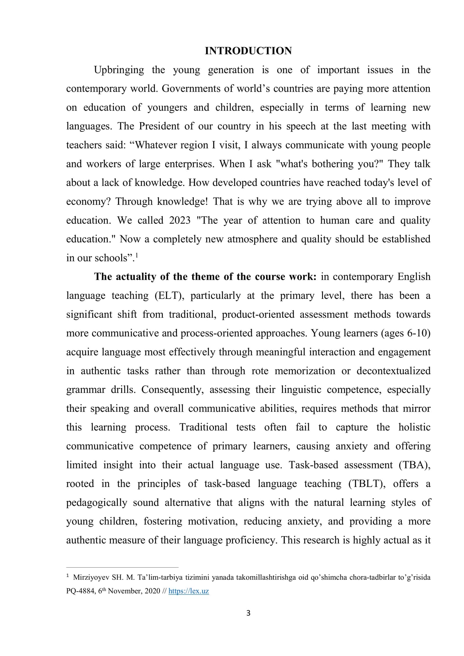 TASK-BASED ASSESSMENT IN PRIMARY ENGLISH LANGUAGE CLASSROOM 3