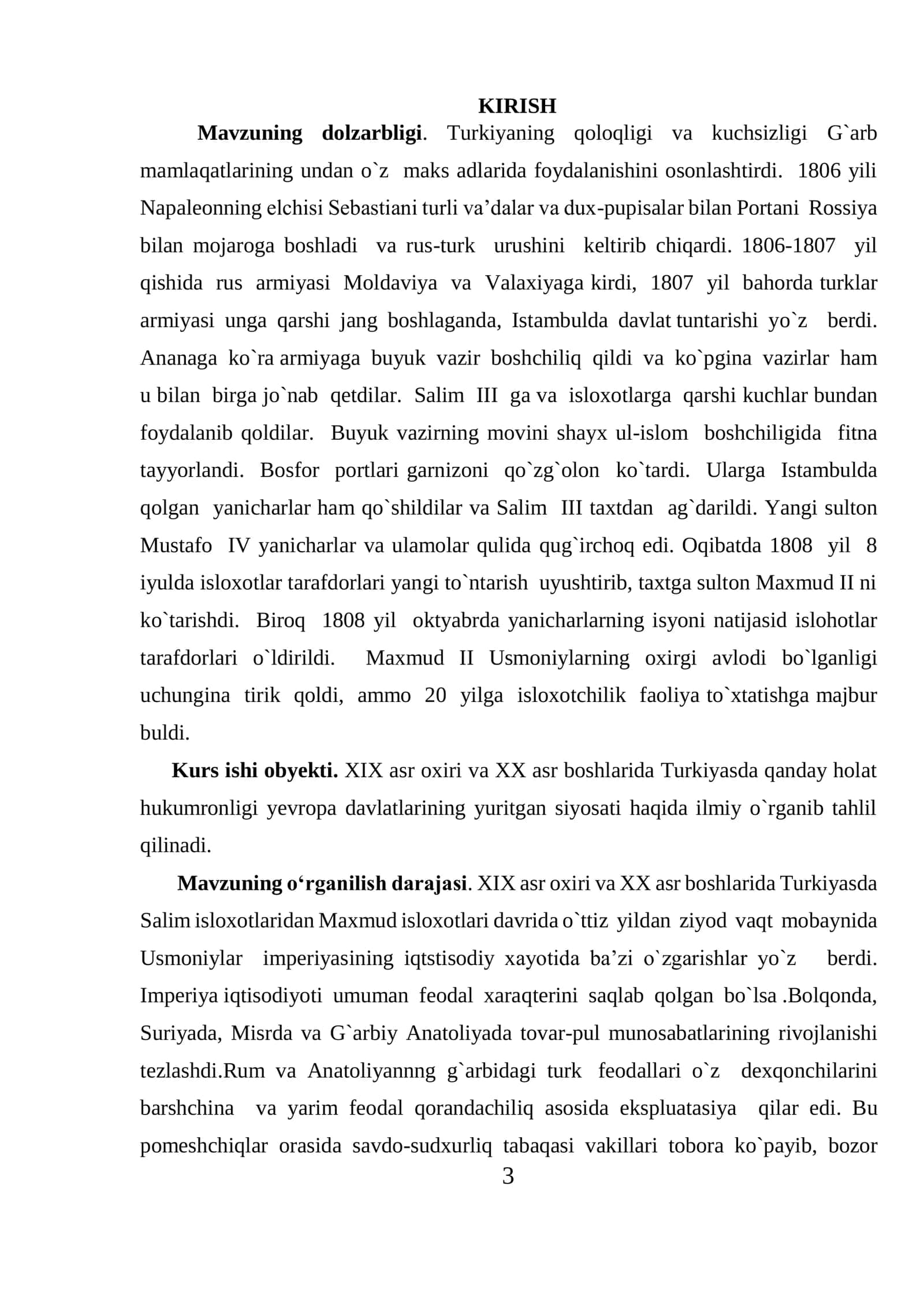 XIX asr va XX asr boshlarida Turkiyaning siyosiy va ijtimoiy- iqtisodiy rivojlanishi 3