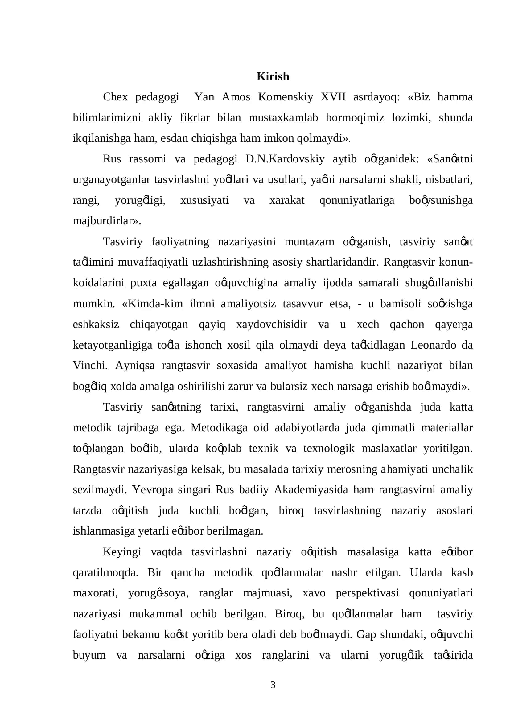 “Kasb – xunar kollejlari tasviriy san’at darslarida moybo‘yoq texnalogiyasida 3
