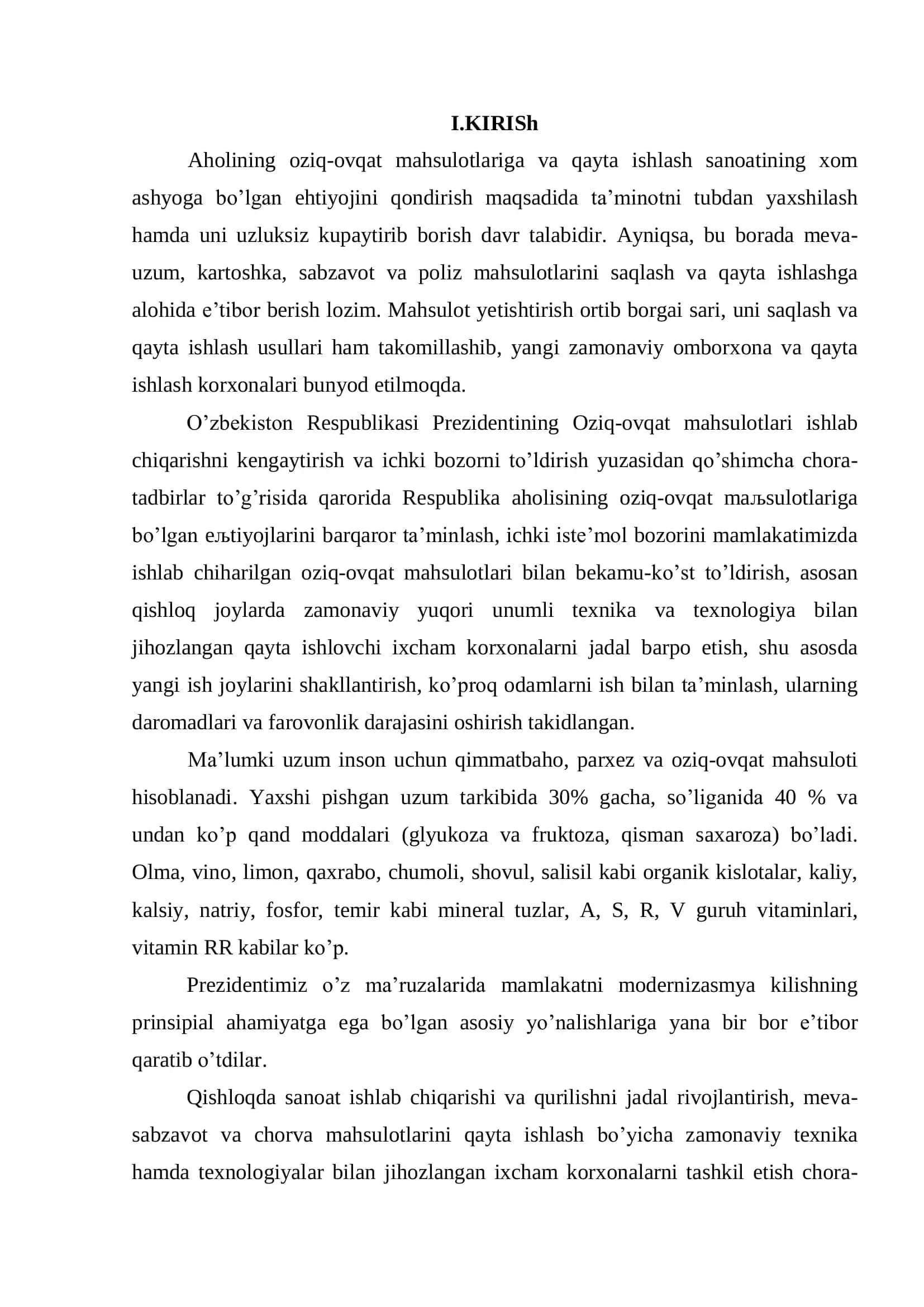 UZUM MAHSULOTLARINING SIFAT KO’RSATKICHLARINI ANIQLASHDA ZAMONAVIY FIZIK-KIMYOVIY USULLARNING QO’LLANILISHI 3
