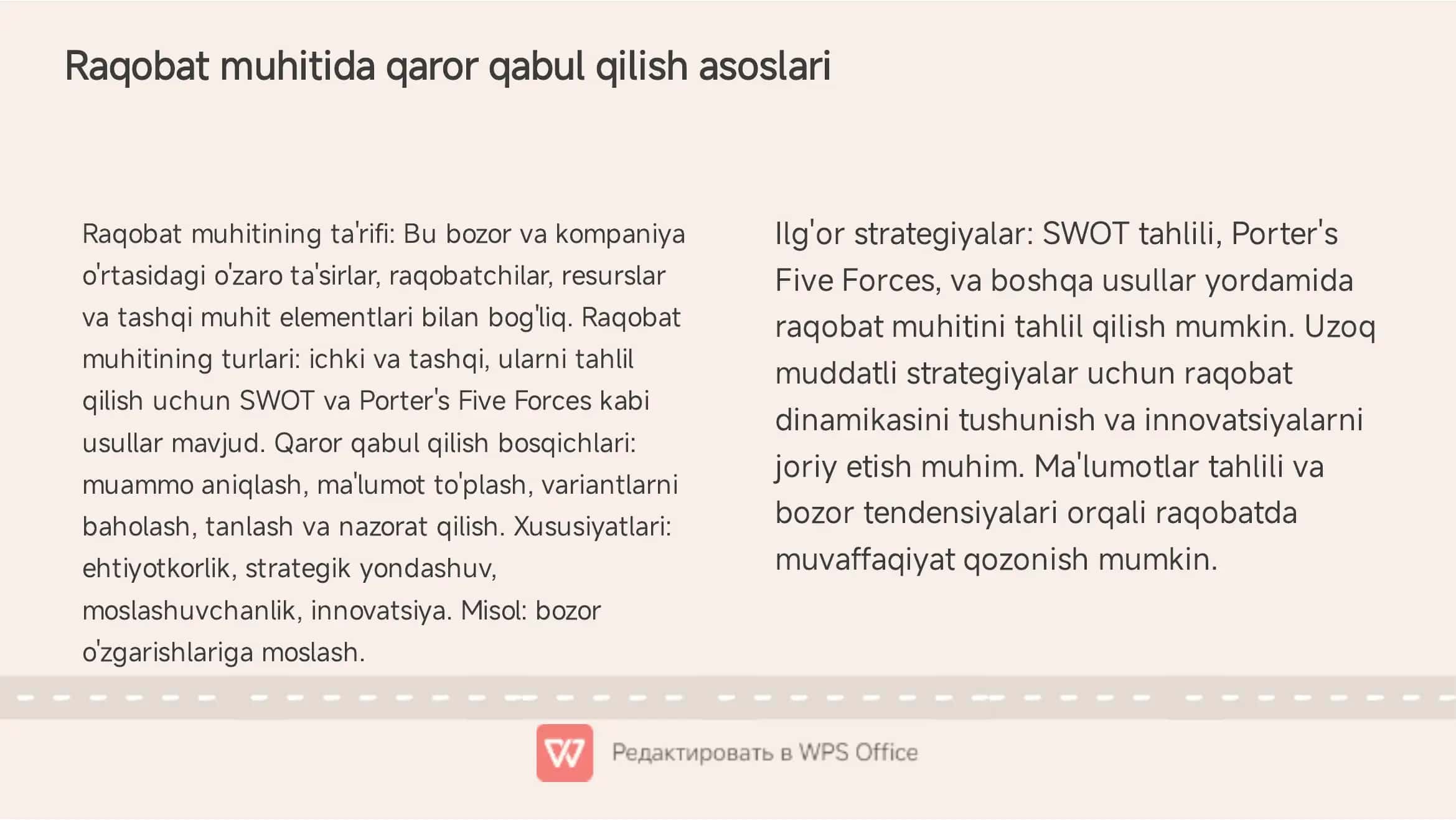 Raqobat muhitida qaror qabul qilish asoslari 3