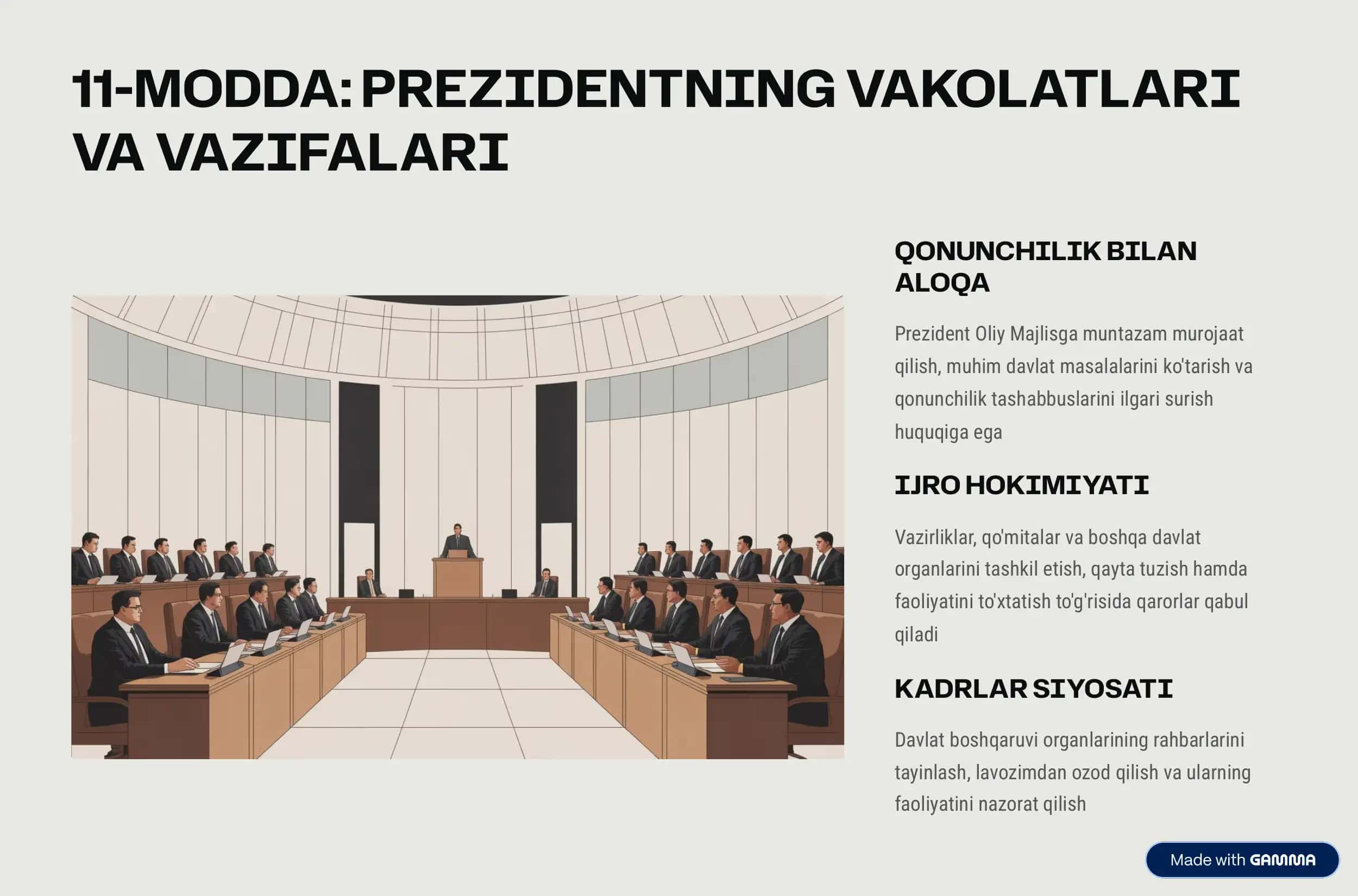 O'ZBEKISTON RESPUBLIKASI KONSTITUTSIYASI: 10-MODDADAN 15-MODDAGACHA 3