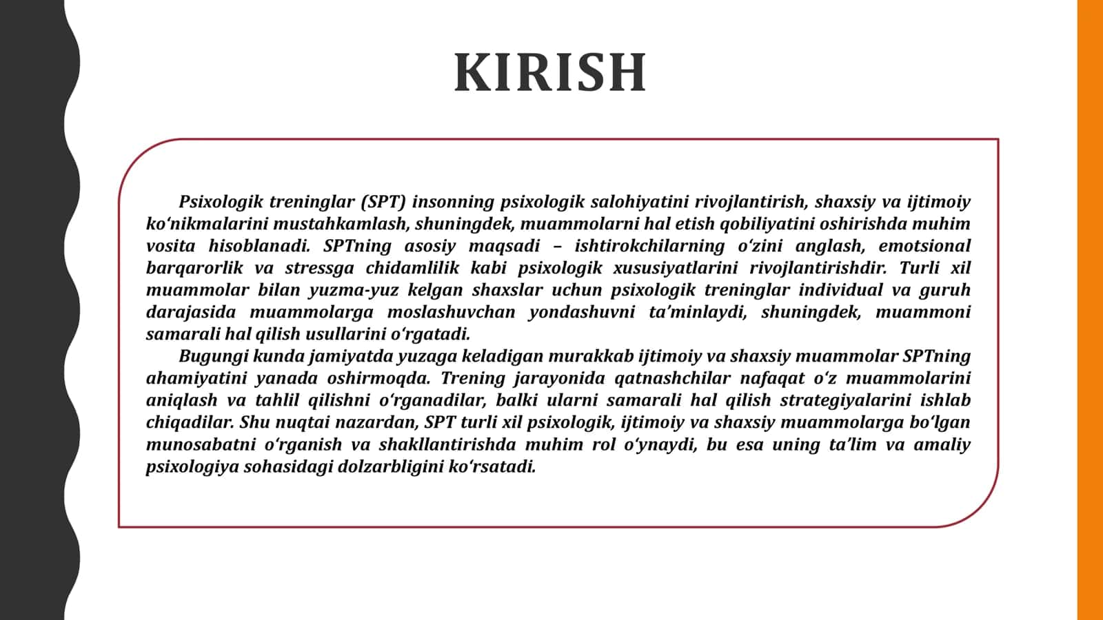 SPT NI TURLI XIL KO'RINISHDAGI MUAMMOLARGA BO'LGAN MUNOSABATI 3