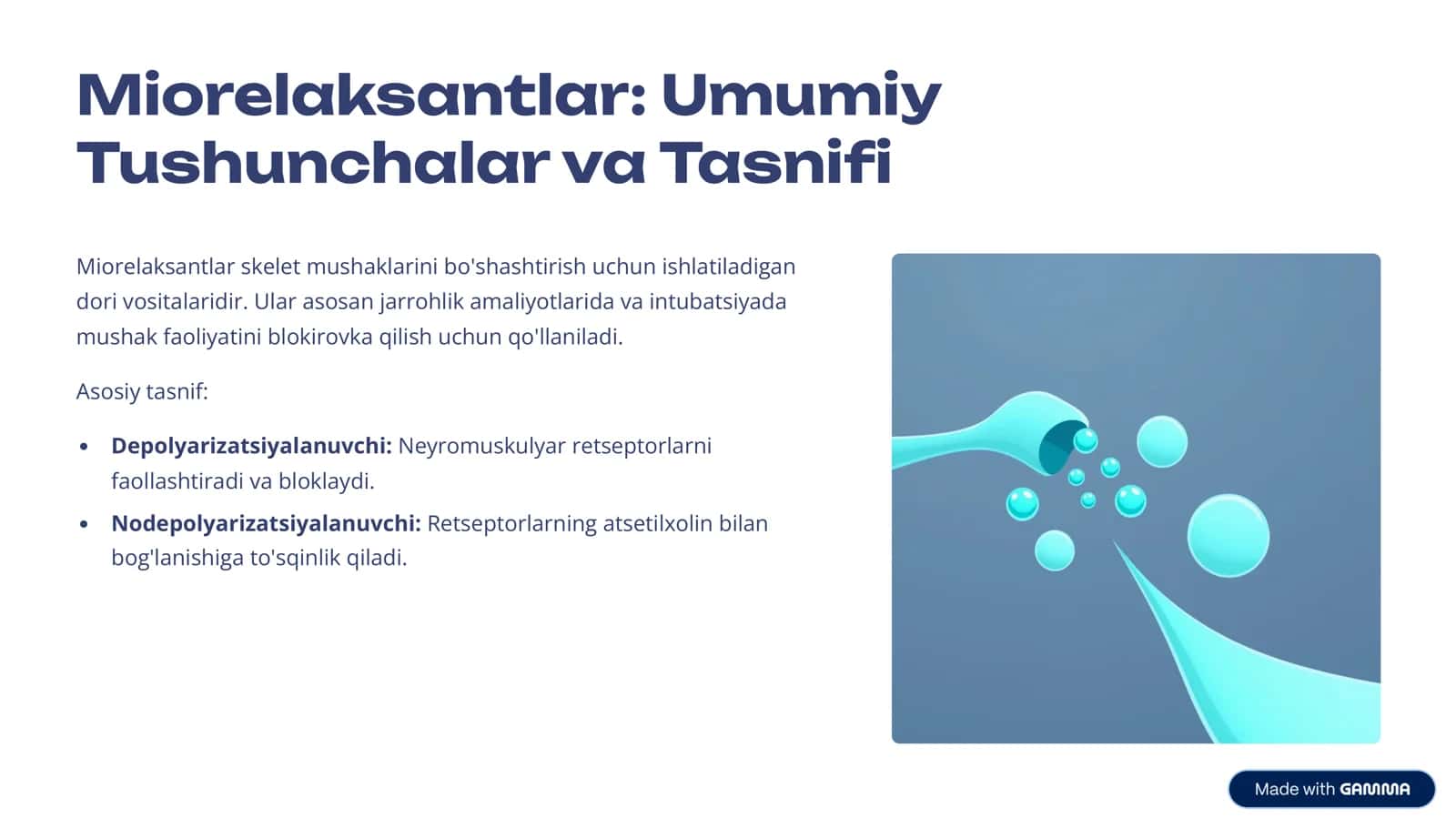 Miorelaksantlar va Antixolinesteraz Vositalar Farmakologiyasi 3