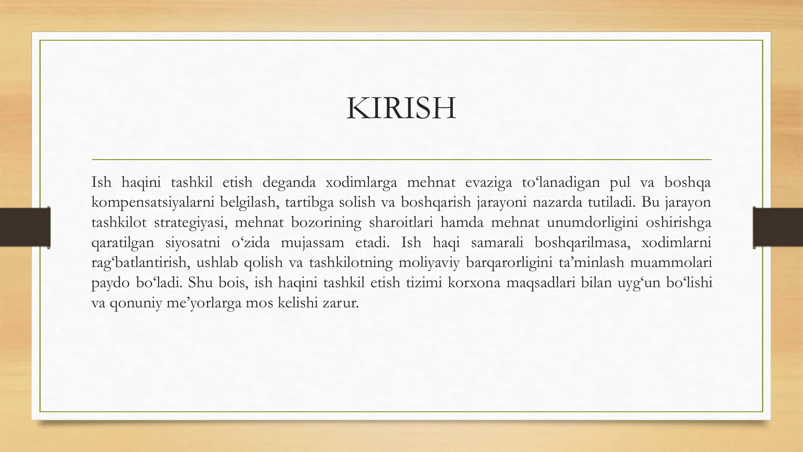 Ish haqini tashkil etish 3