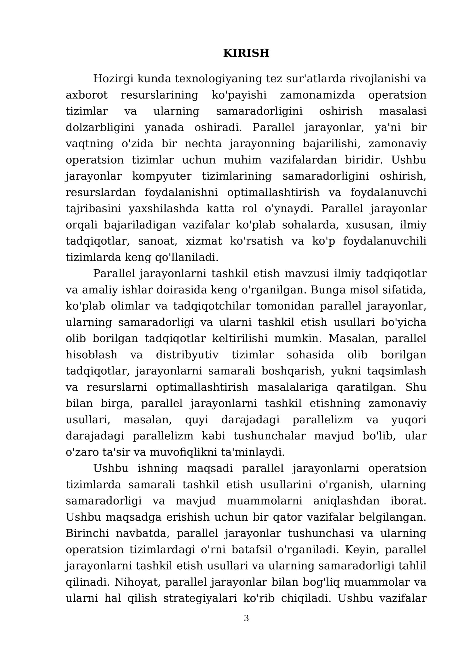 Operatsion tizimda Parallel jarayonlarni tashkil etish 3