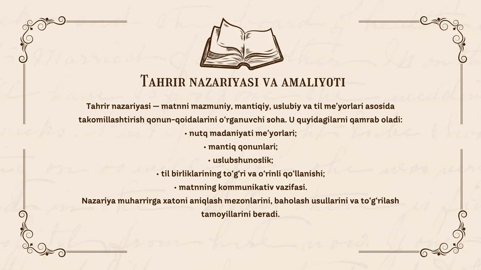 TAHRIR NAZARIYASI VA AMALIYOTI. MATNNI AYNIYAT QONUNI NUQTAYI NAZARIDAN TAHLIL QILISH 3