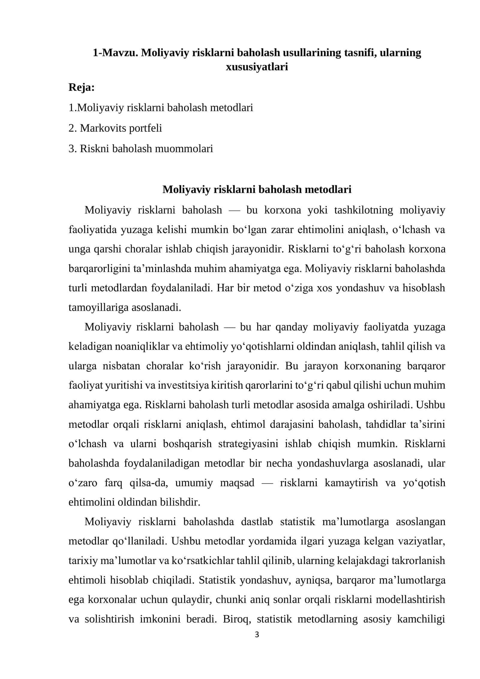 Moliyaviy Risklarni Baholash Usullari 3