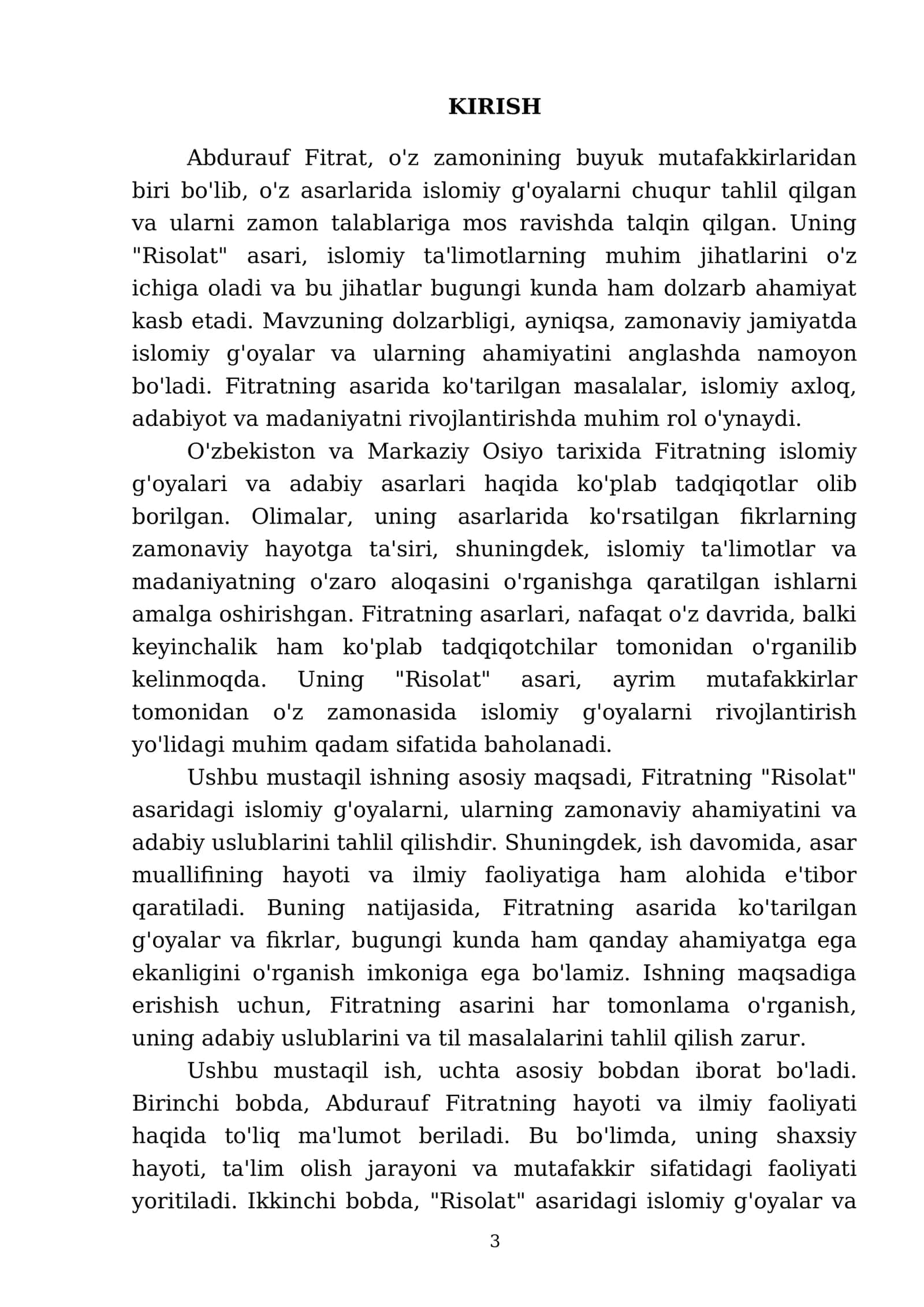 Abdurauf fitratning muhtasar islom Risolat asari 3
