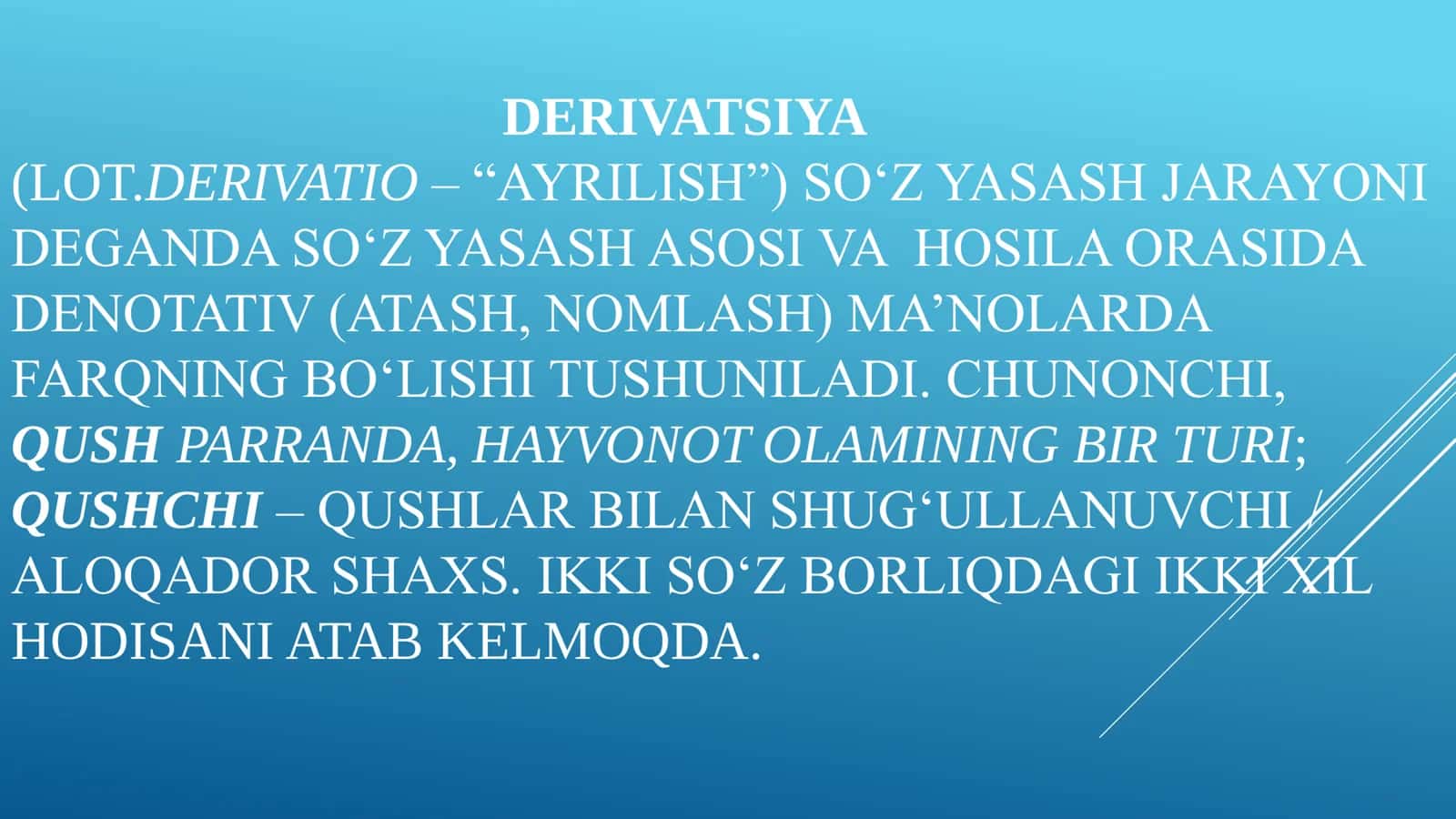 O‘ZBEK TILI DERIVATSIYASI VA SO‘Z YASALISHI 3