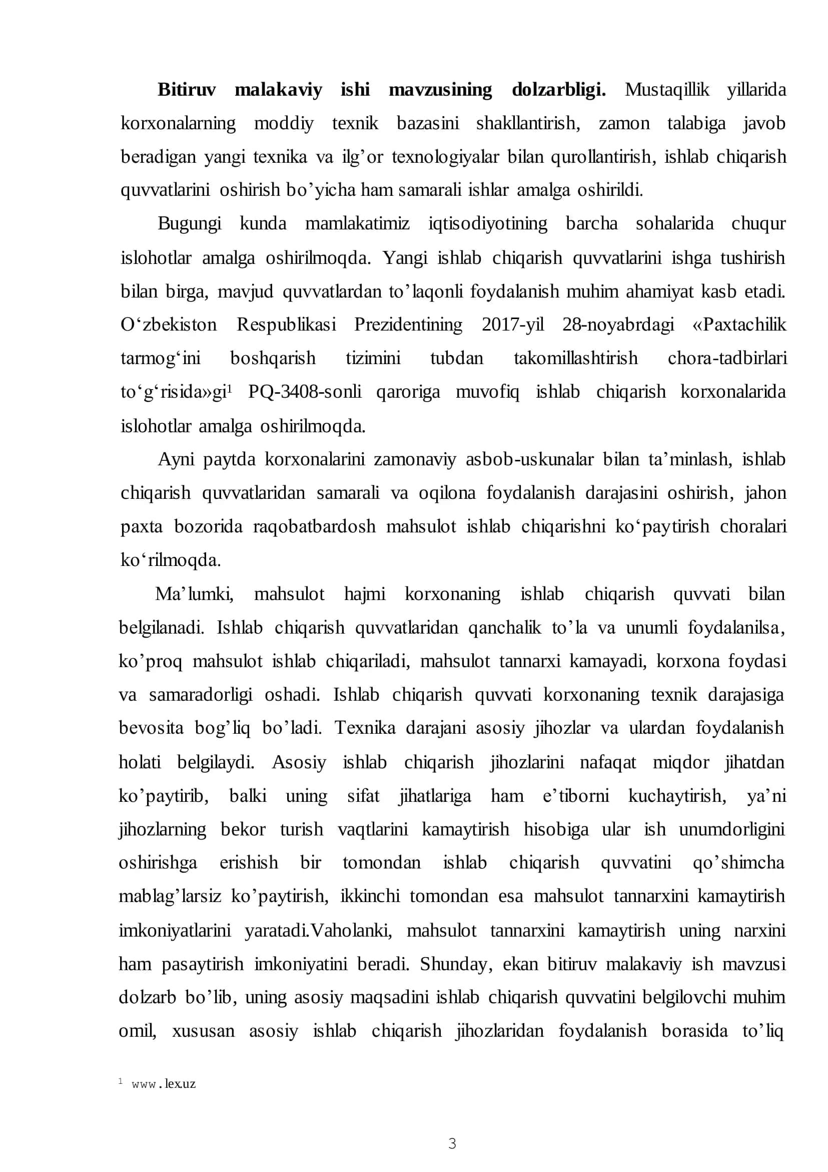 ISHLAB CHIQARISHDA BOSHQARUV FAKULЬTETI BITIRUV MALAKAVIY ISHI 3