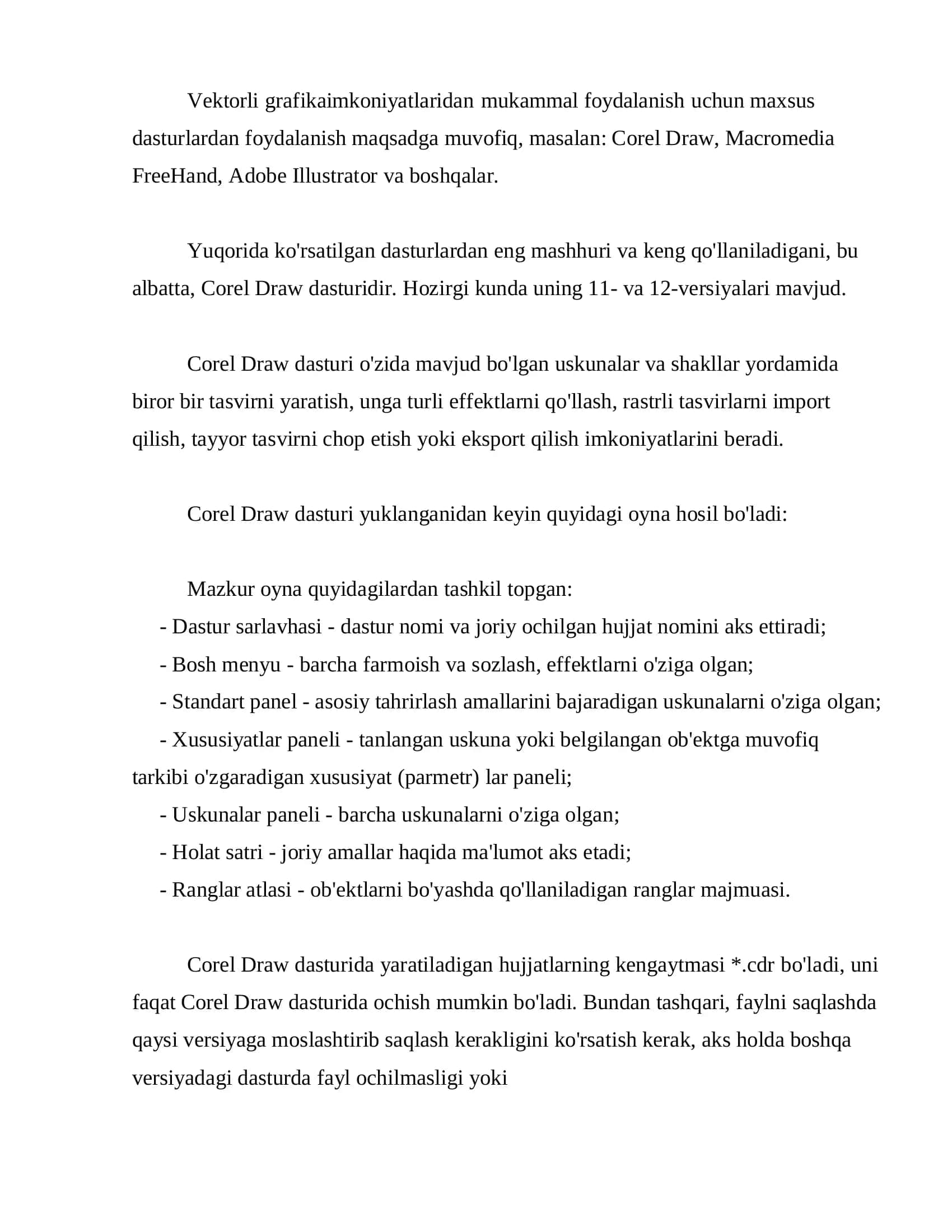 Corel Draw dasturida vektorli grafika bilan ishlash va uning imkoniyatlari 3