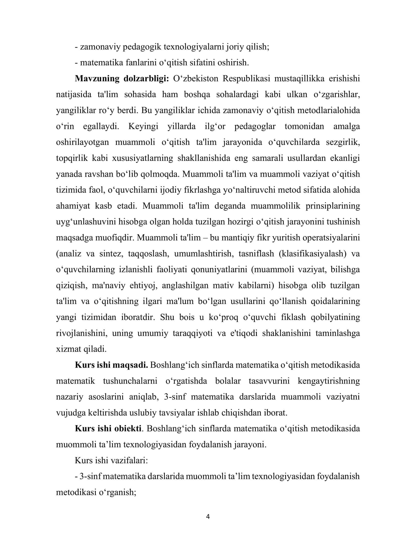 3-sinf matematika darslarida muommoli ta’lim texnologiyasidan foydalanish metodikasi 3