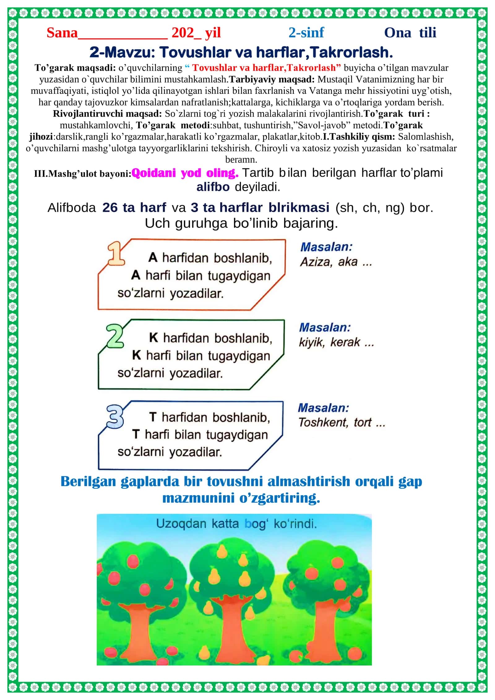 2-Sinf Iqtidorli o'zlashturuvchi Ona-tili va Matematikadan DARS KONSPEKTI 34 soatlik to'liq 3