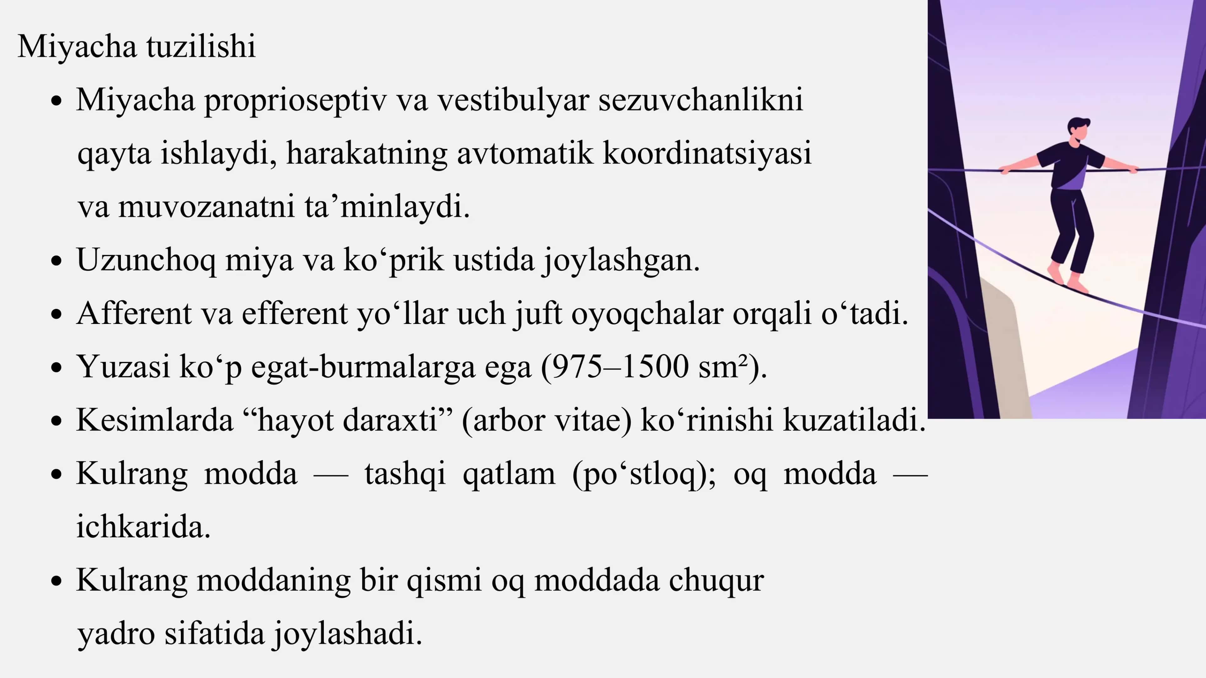Miyachada neyronlararo aloqalar.Miyacha Purkinye hujayralarining tashqi ta'sirlarga va gipoksiyaga reaktsiyalari. 3