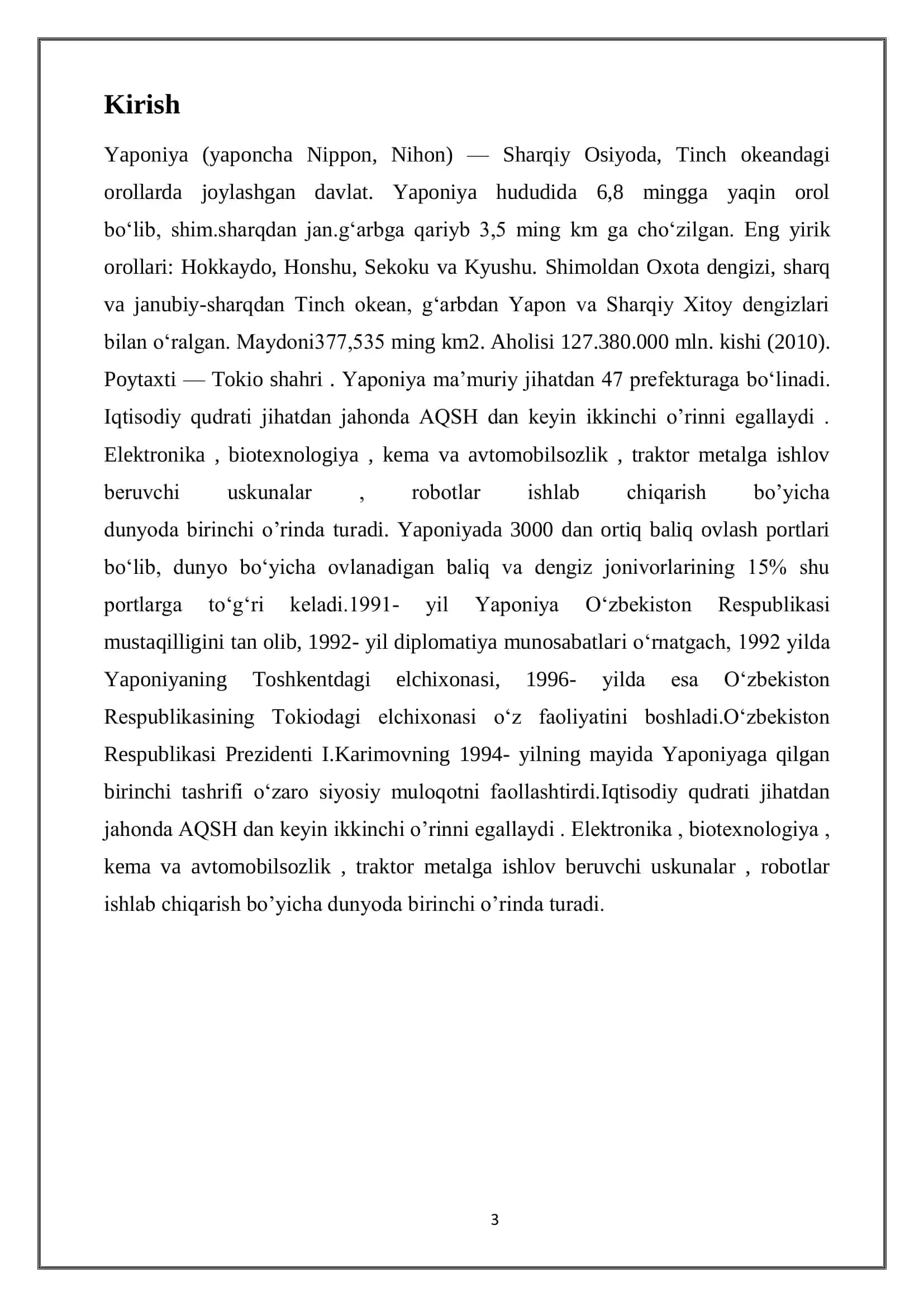 Yaponiyaning iqtisodiy geografik tavsifnomasi 3