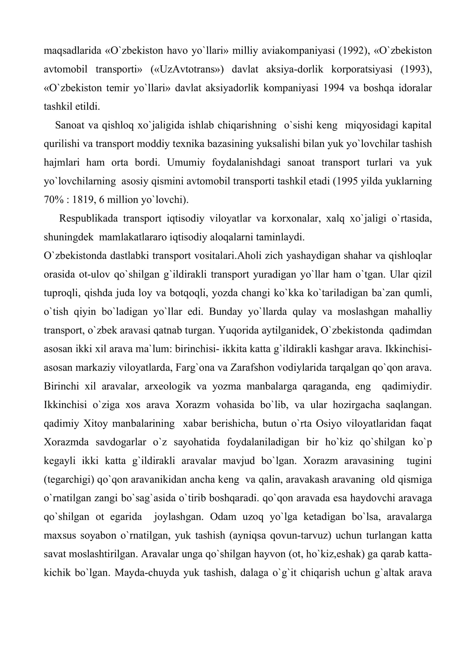 O`zbekistonda transport vositalarining shakllanishi 3