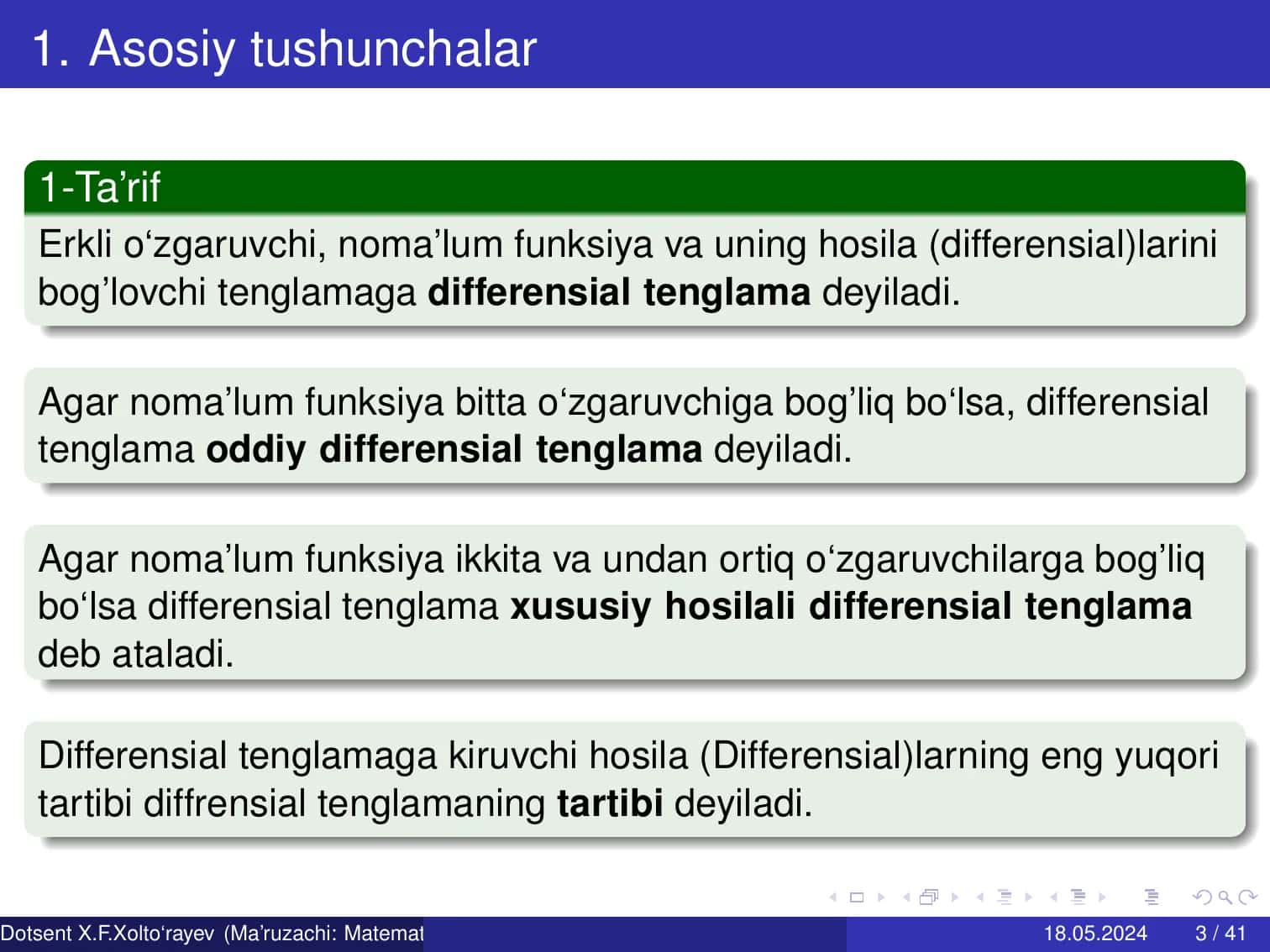 Birinchi tartibli differensial tenglamalar 3