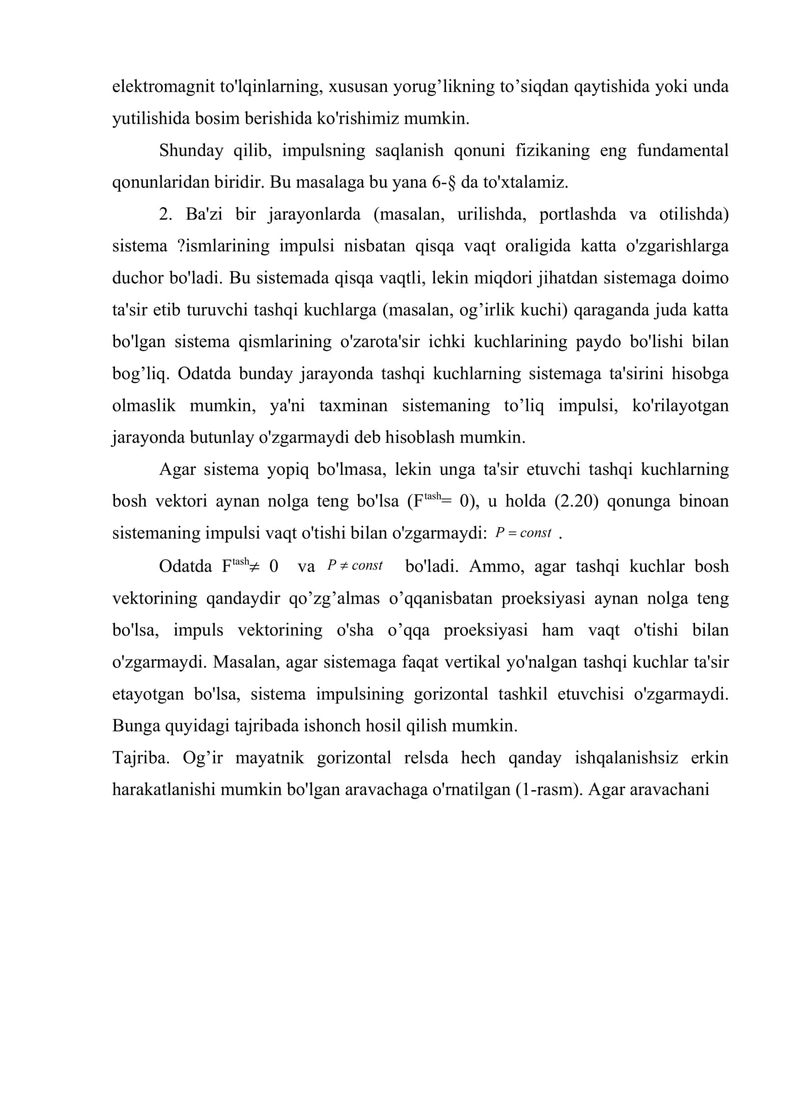 Mexanikada saqlanish qonunlari 3