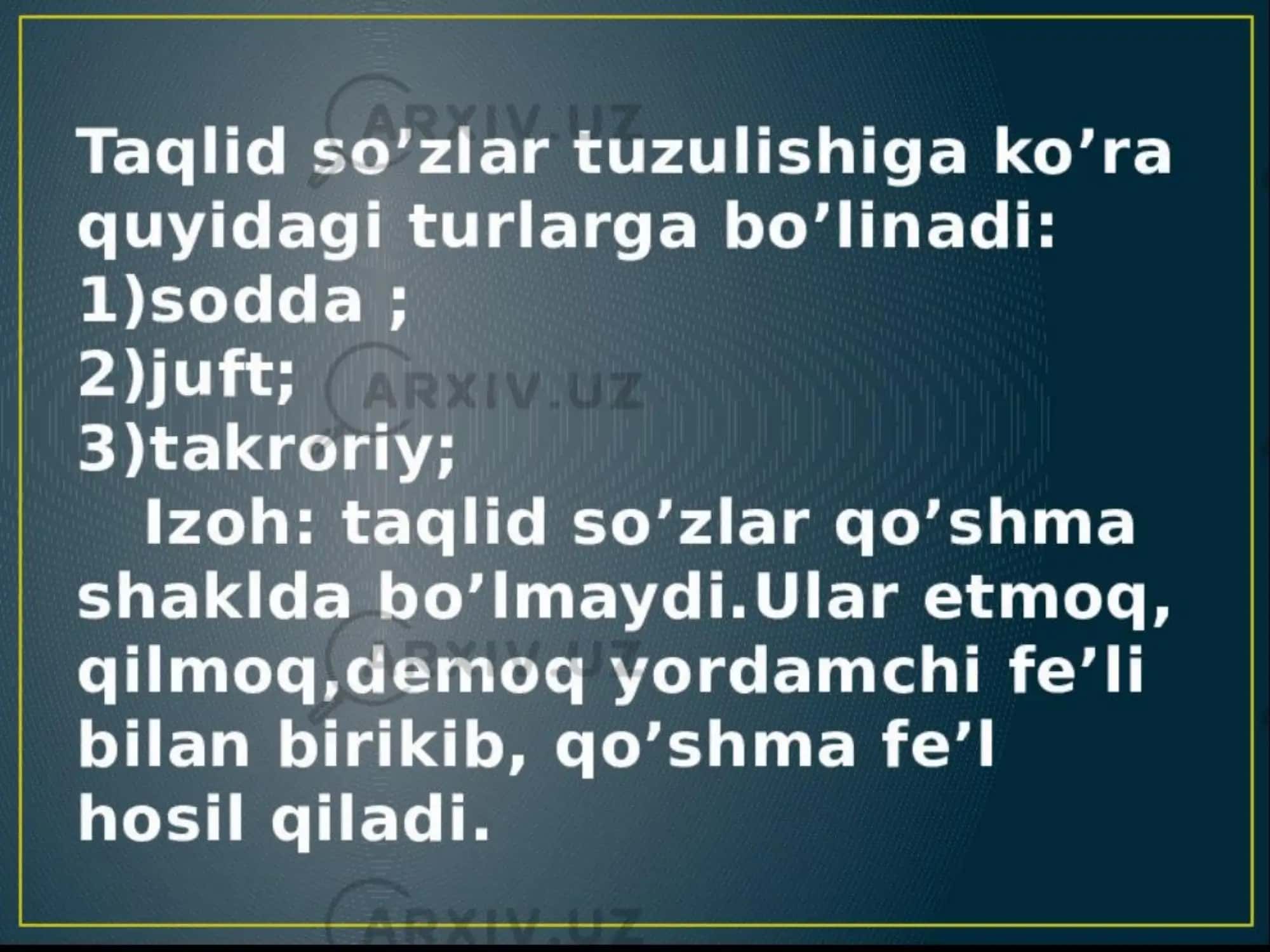 Taqlid so'zlar va ularning tavsifi 3