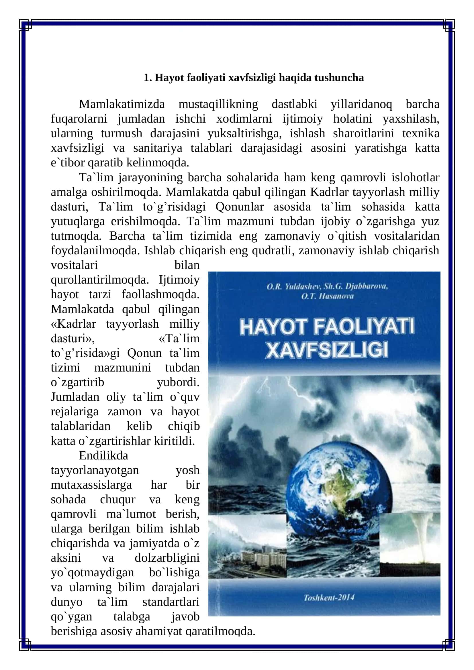 Hayot Faoliyati Xavfsizligini Taminlash Asoslari 3