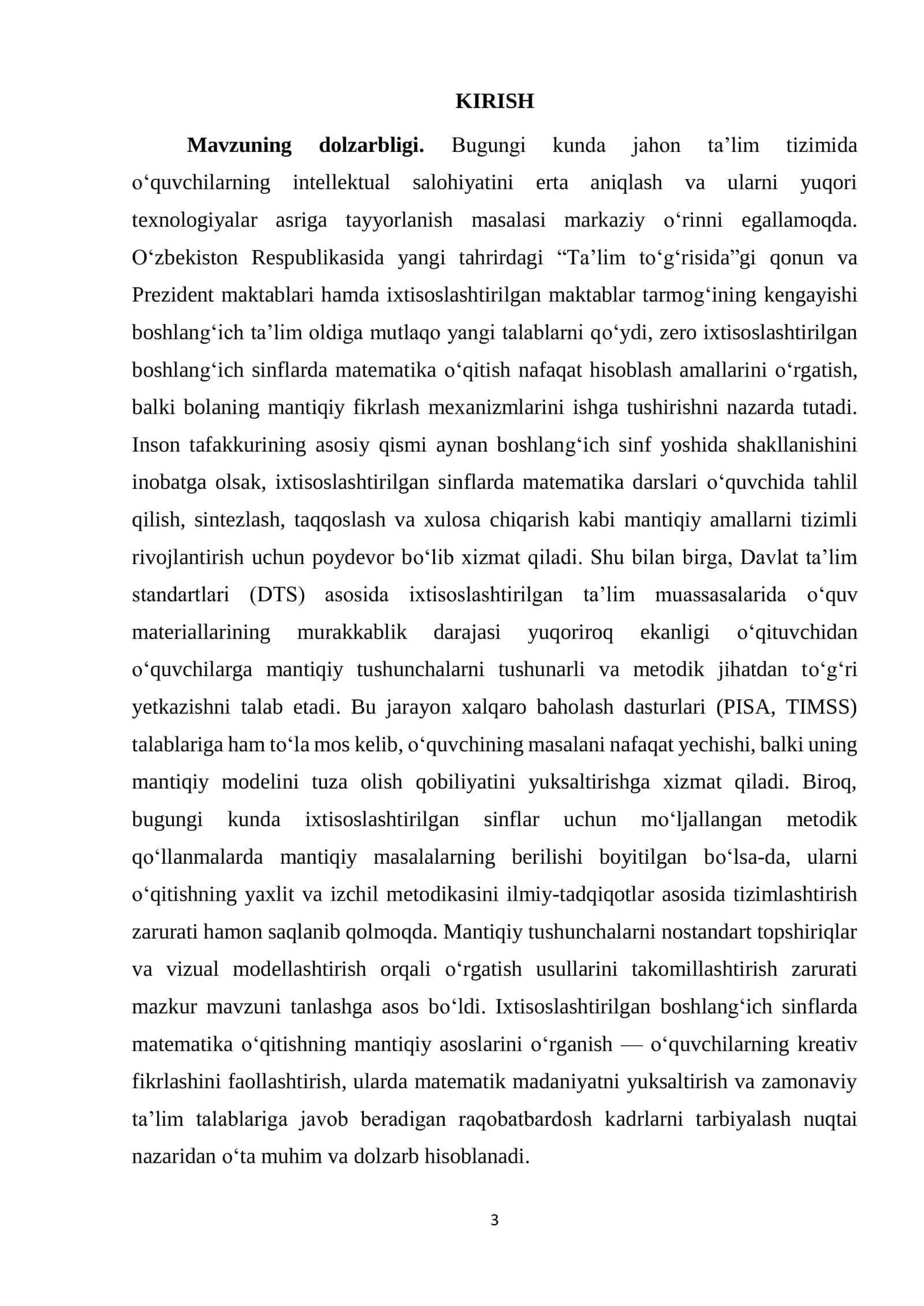 MATEMATIKA VA O‘QITISH METODIKASI 3