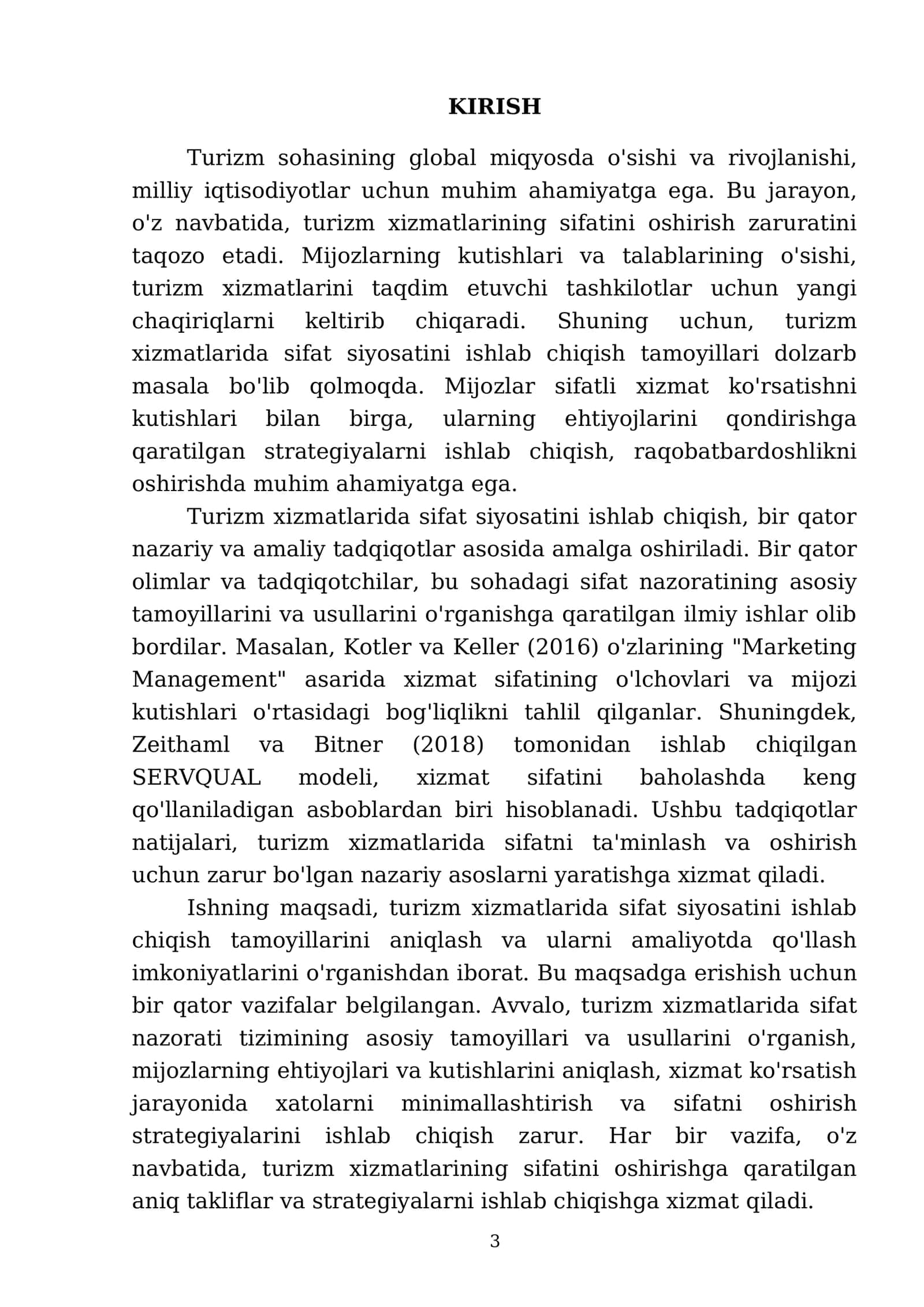 Turizm xizmatlarida sifat siyosatini ishlab chiqish tamoyillari 3