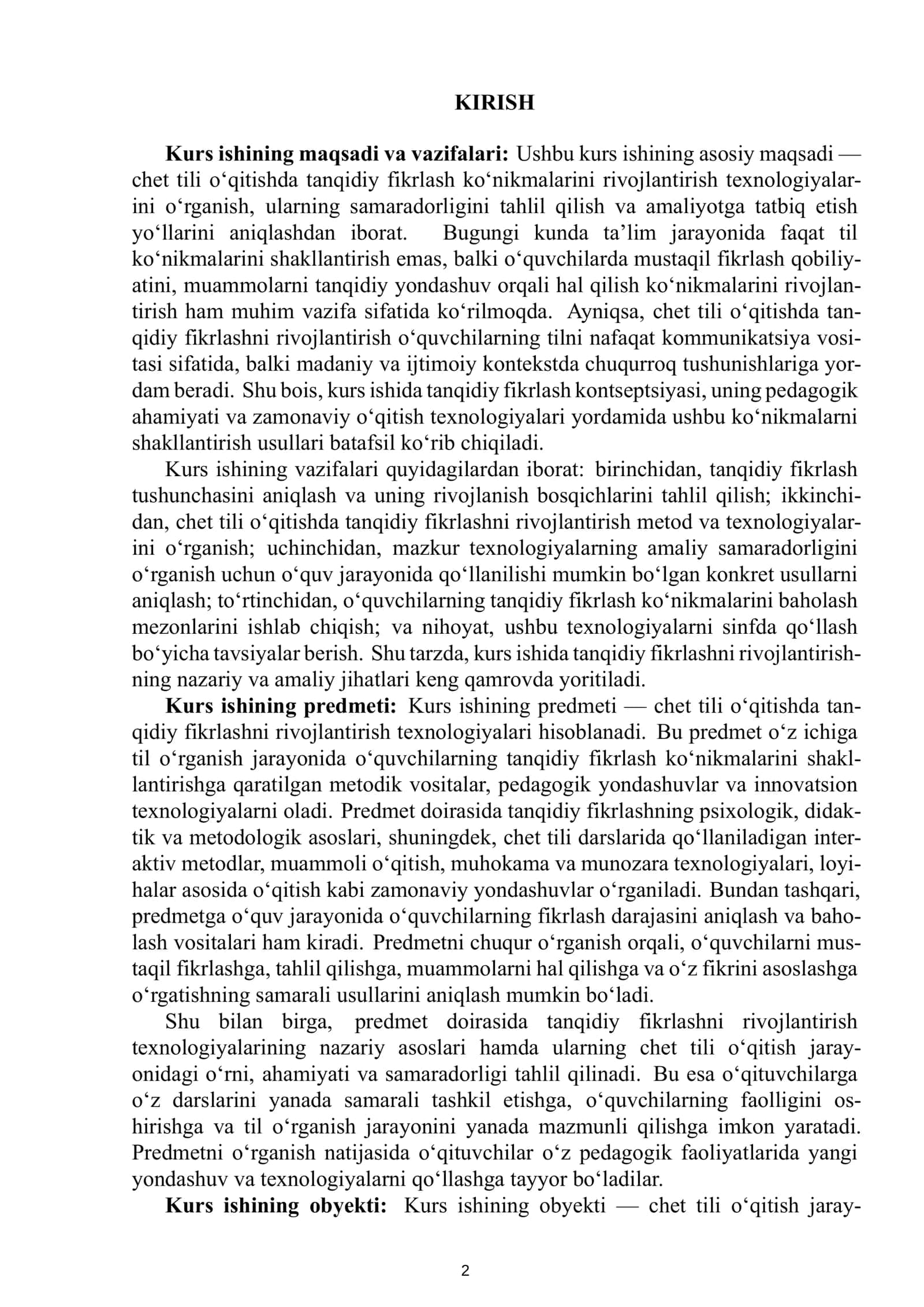 RUXSHONA G’AYBULLAYEVANING METODIKA FANIDAN TAYYORLAGAN KURS ISHI 3
