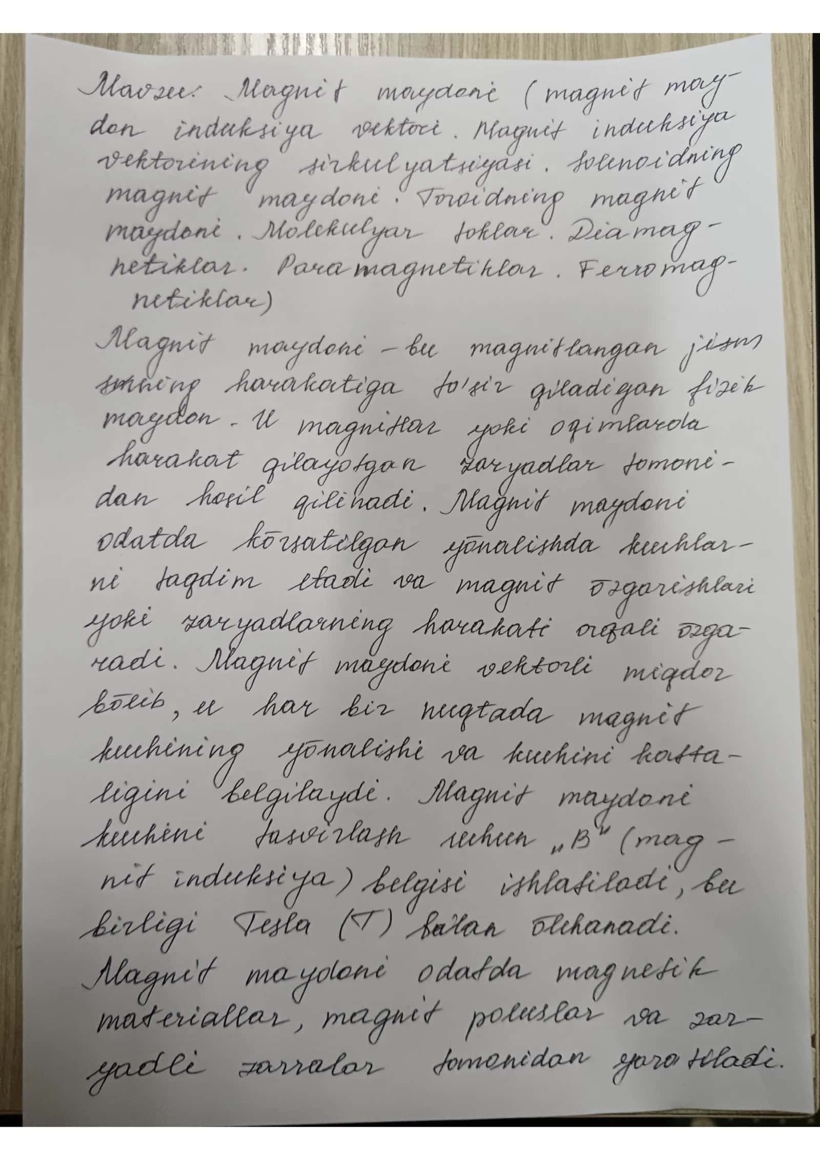 Magnit maydoni (Magnit maydon induksiya vektori. Magnit induksiya vektorining sirkulyatsiyasi. Solenoidning magnit maydoni. Toroidning magnit maydoni. Molekulyar toklar. Diamagnetiklar. Paramagnetiklar. Ferromagnetiklar) 3