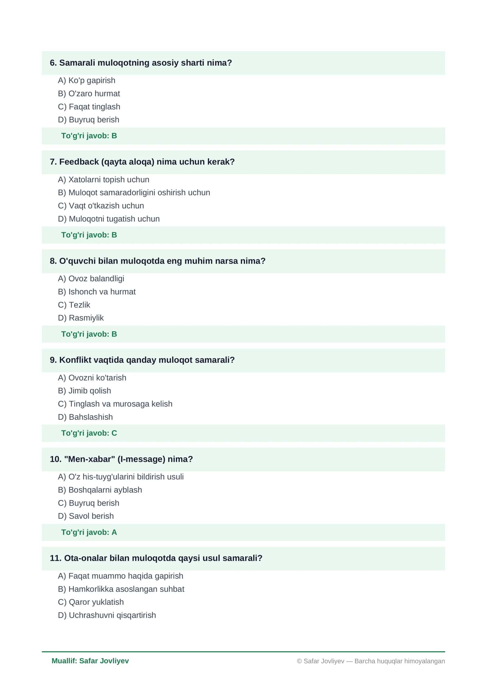 Testlar To'plami - Maktab Maslahatchisi"Yangi to'plam 2026 Mart 3