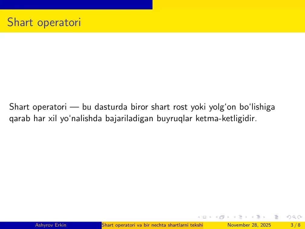 Shart operatori va bir nechta shartlarni tekshirish 3
