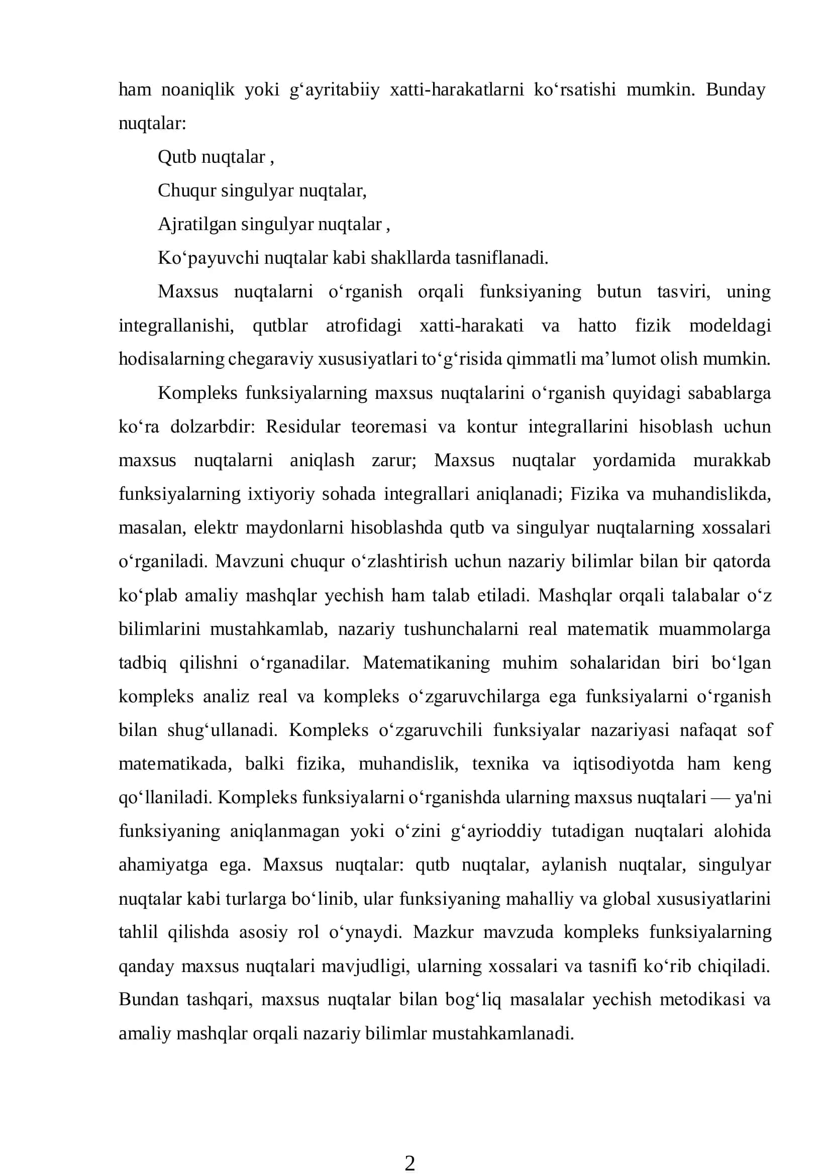 KOMPLEKS OʻZGARUVCHILI FUNKSIYALARNI DIFFERENSIALLASH NAZARIYASI 3