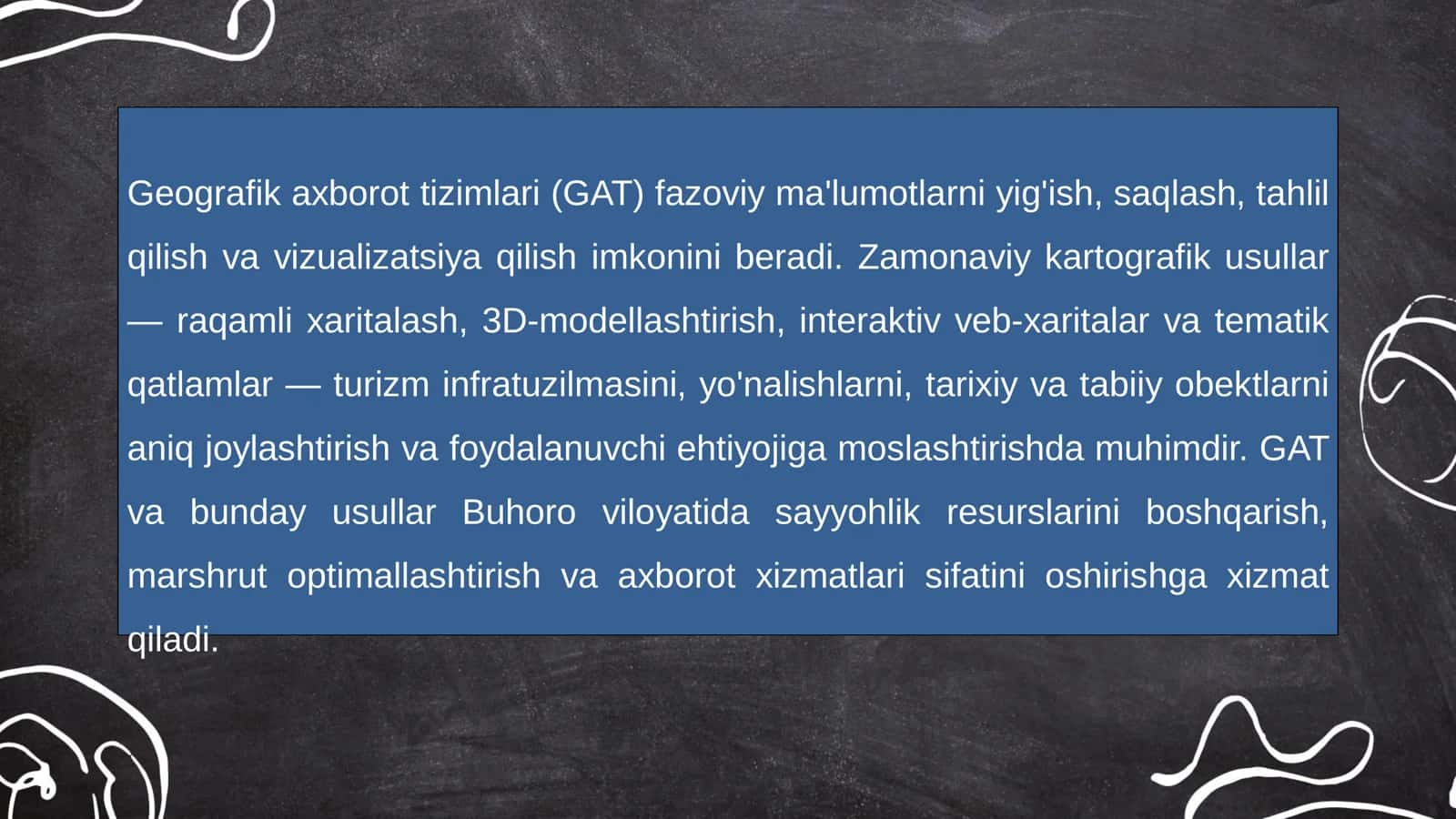 Geografik axborot tizimlari (GAT) va zamonaviy kartografik usullar Buxoro misolda 3