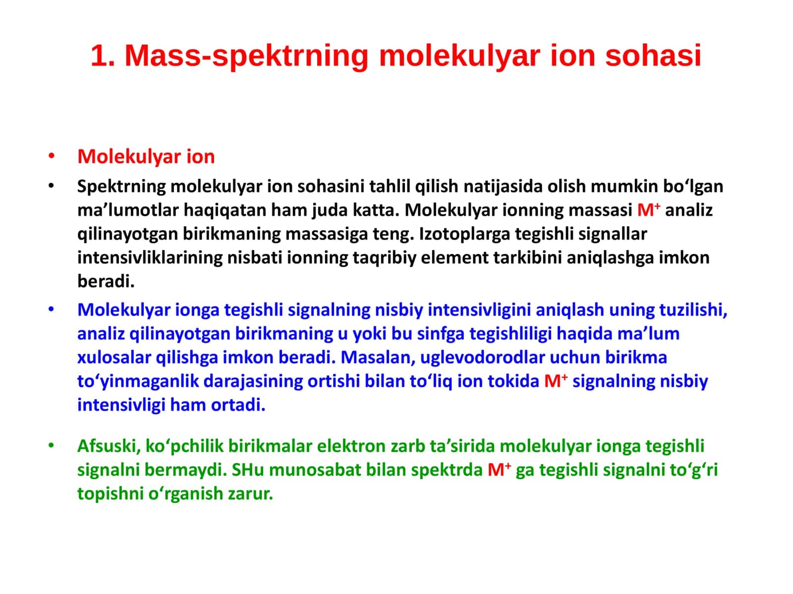 Ma’ruza. Organik moddalarning mass-spektrlari 3