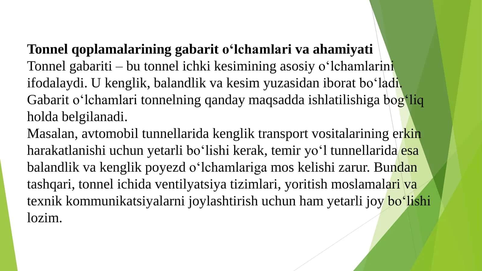Tonnel qoplamalarining gabaritlari va ko‘rinish shakllari 3