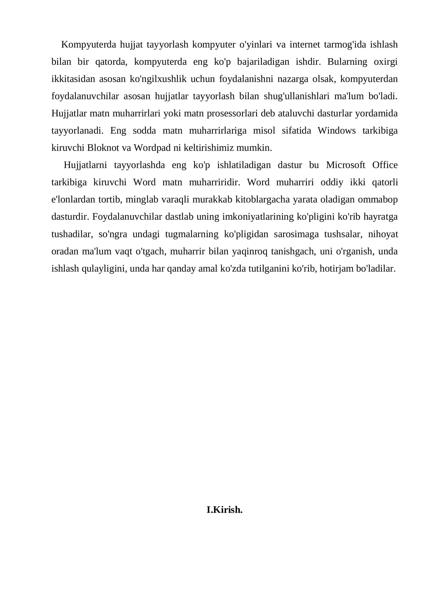 Microsoft WORD matn muharriri va uning imkoniyatlari 3