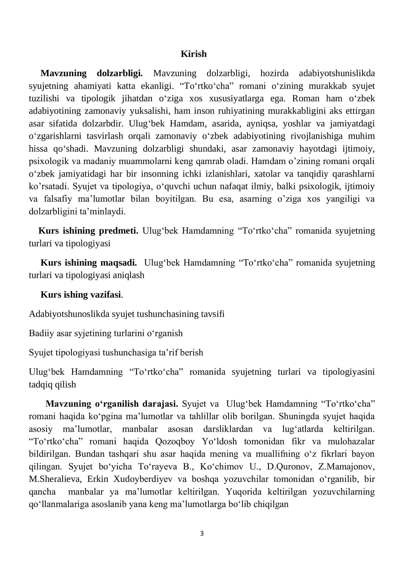 Ulug‘bek Hamdamning “To‘rtko‘cha” romanida syujetning turlari va tipologiyasi 3