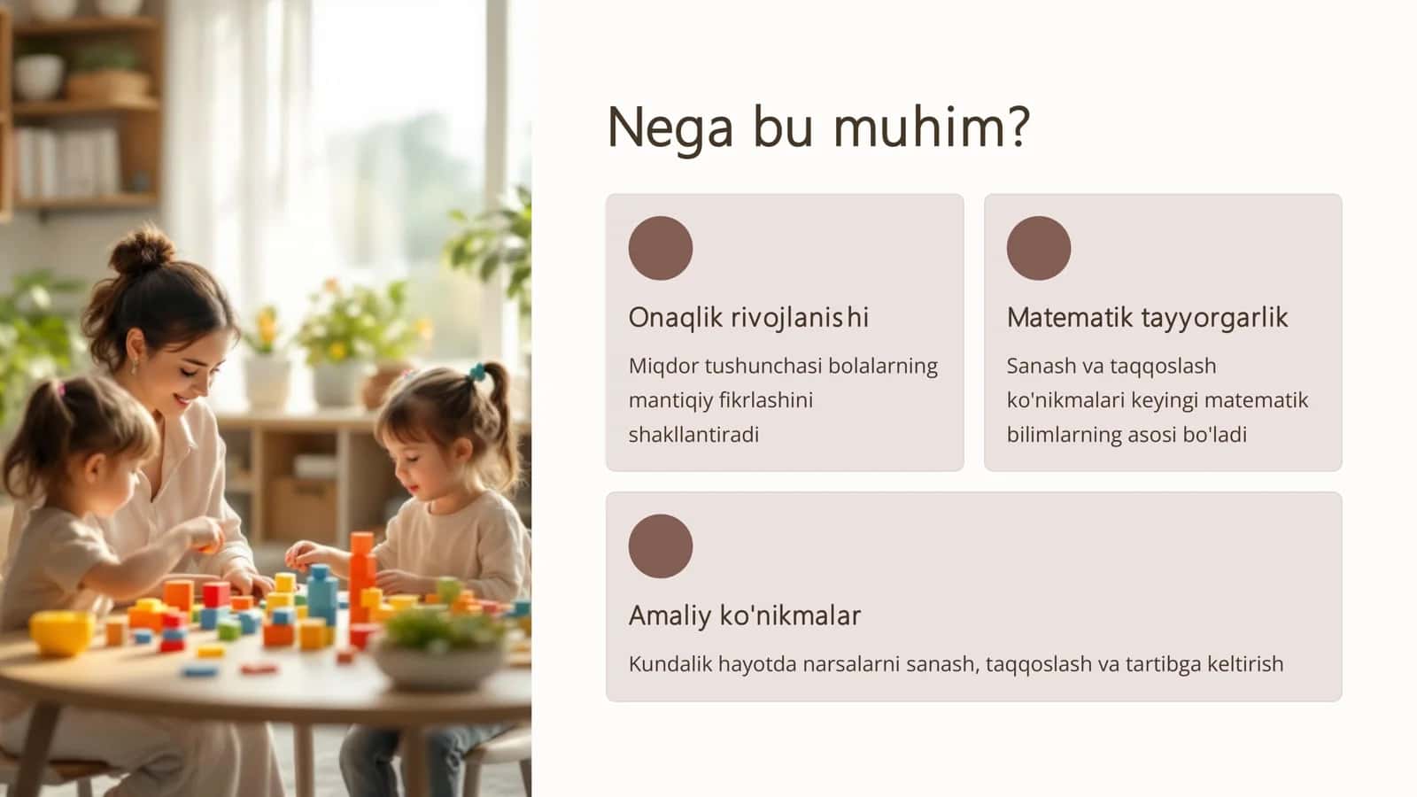 Ilmiy metodik qo'llanma 3–4 yoshli bolalarda miqdoriy tasavvurlarni rivojlantirish boshlang'ich ta'lim muallimlari va ota-onalar uchun 3