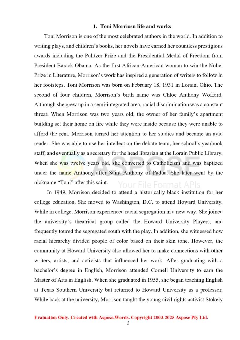 “Beloved” by T. Morrison and the complex narrative of slavery 3
