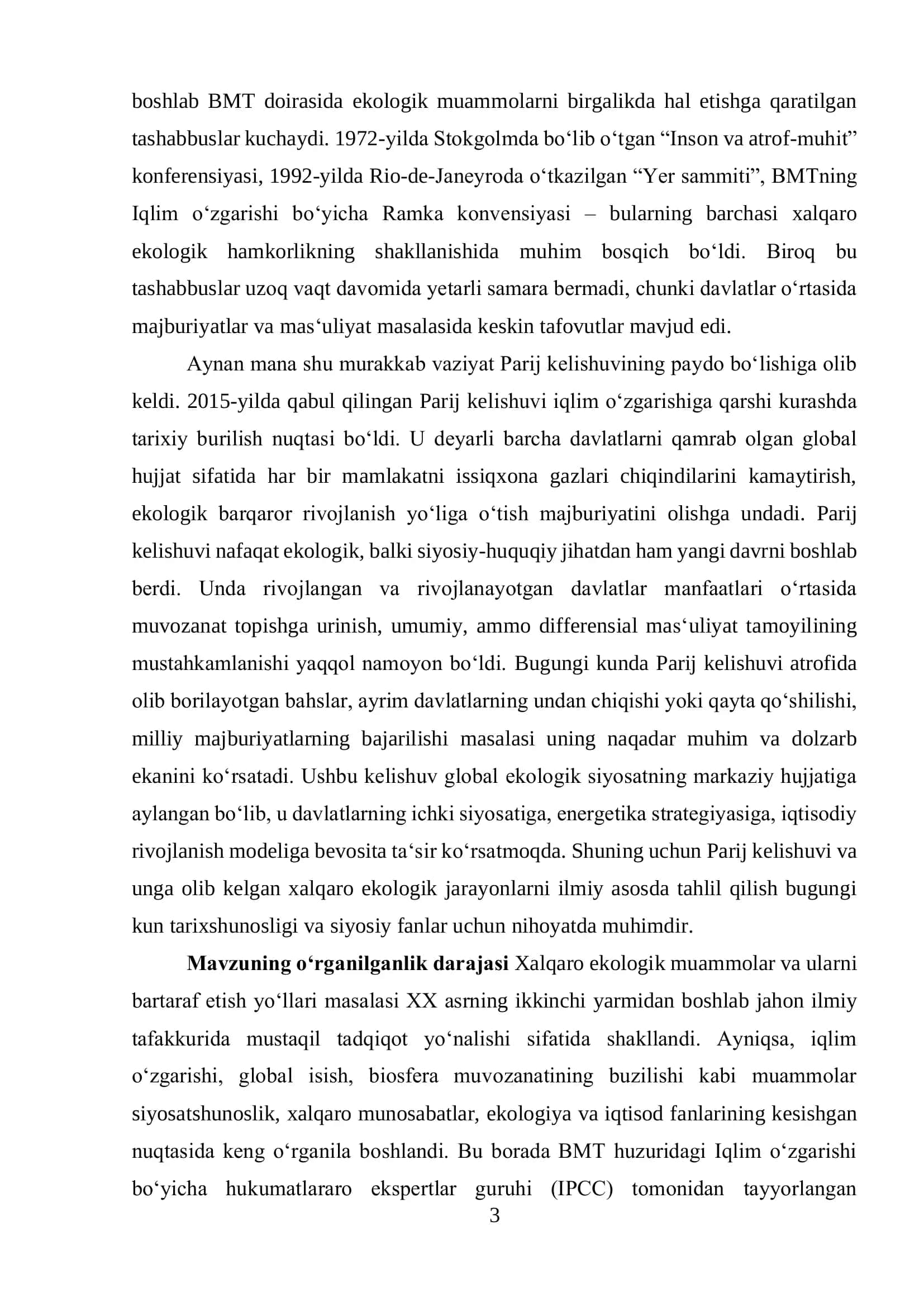 Global Ekologik Muammolar va Parij kelishuvi 3